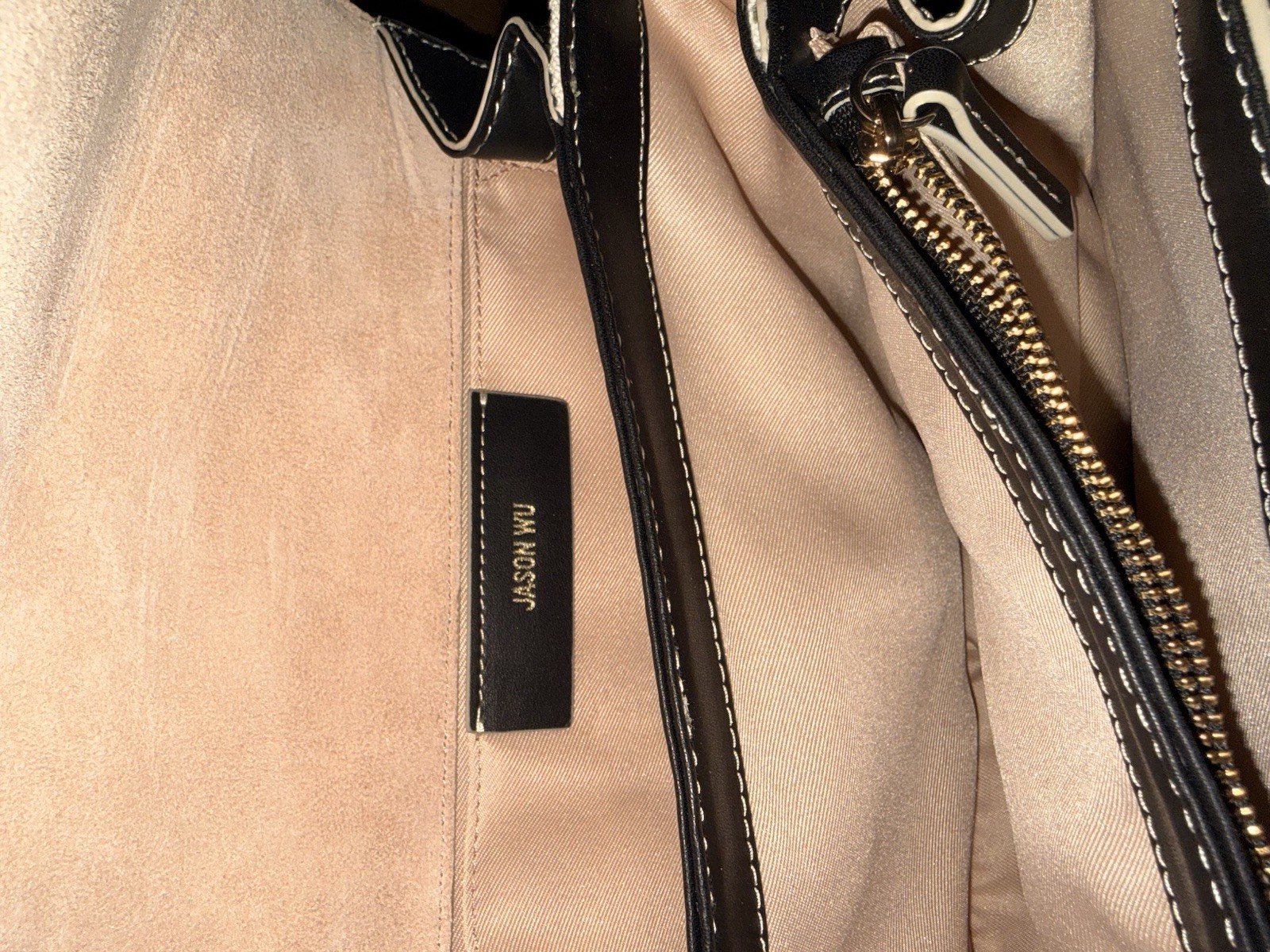 Jason Wu Black/Cream orbit Shoulder Bag Detachable Strap Zip Inner Pockets Gold