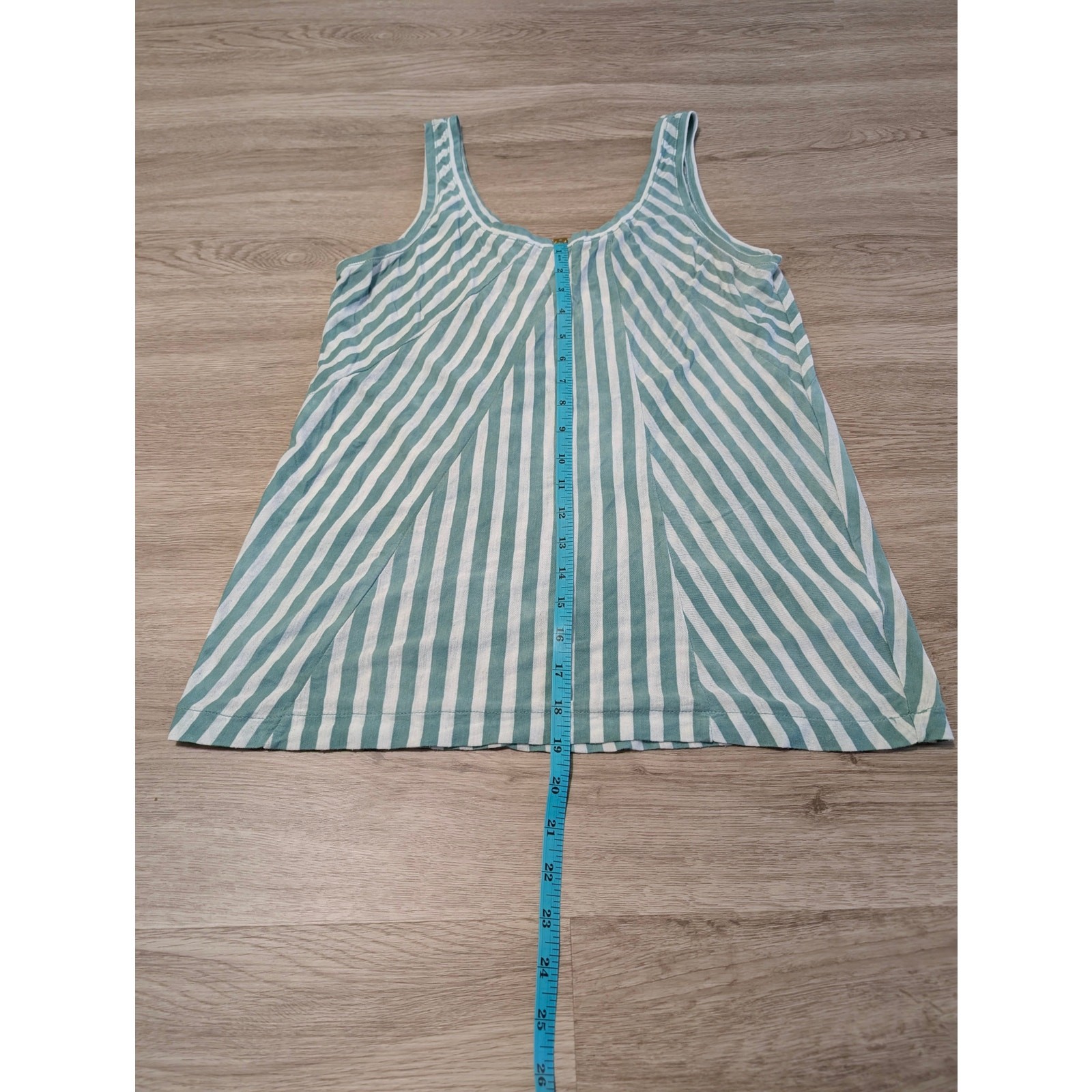 JCrew Tank Top Womens Small S Mint Green White Striped Chevron Panel Swing Cami
