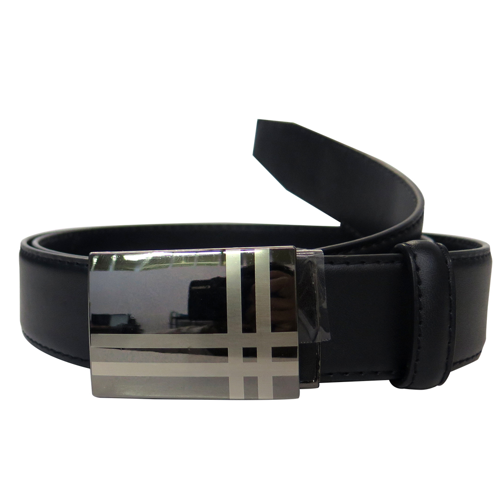Men’s Steel Magnetic Frame Black Leather Track Ratchet Belt