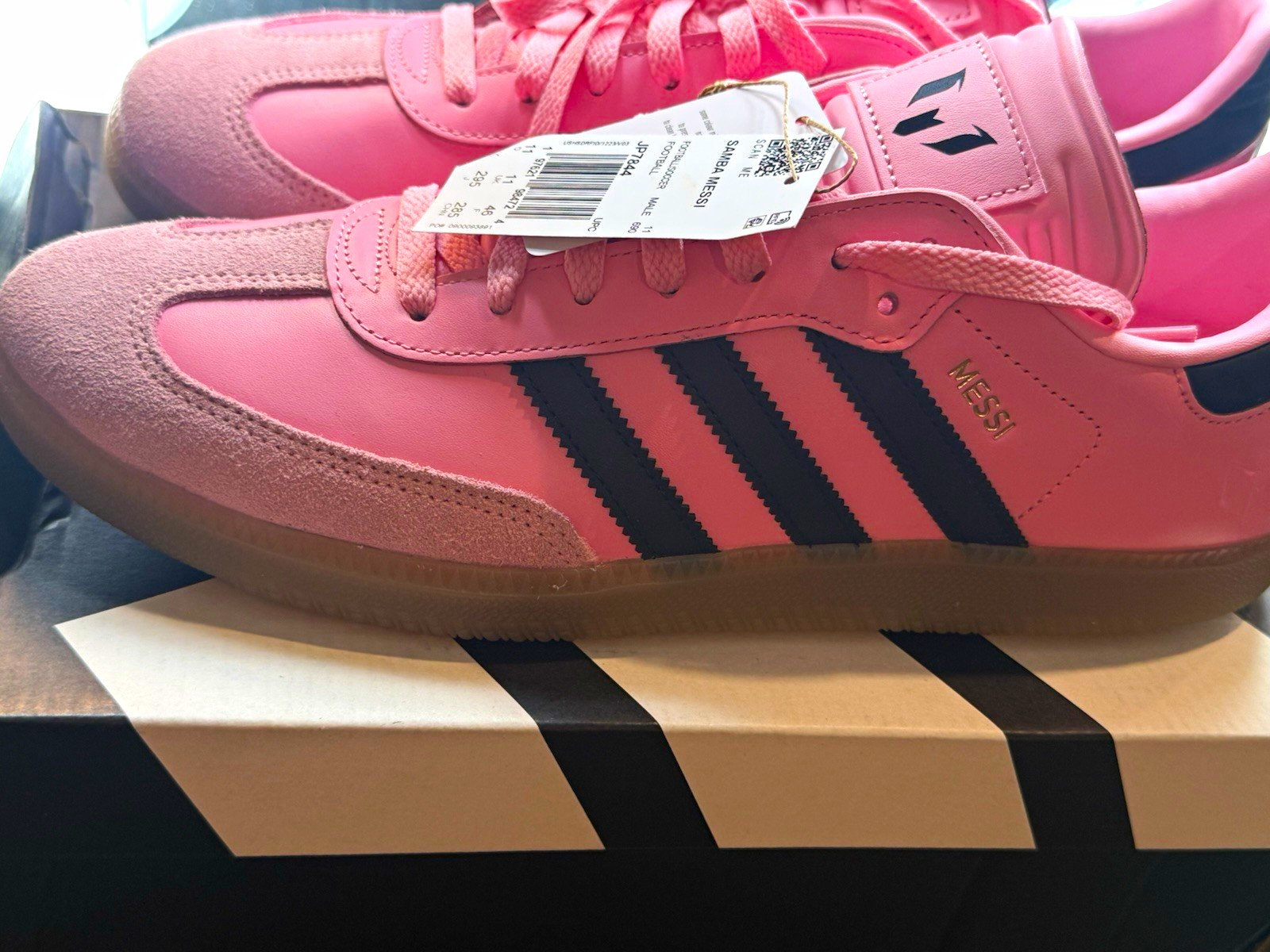 adidas Samba Messi Indoor Pink Black Soccer Shoes JP7844 Size 11.5 Men