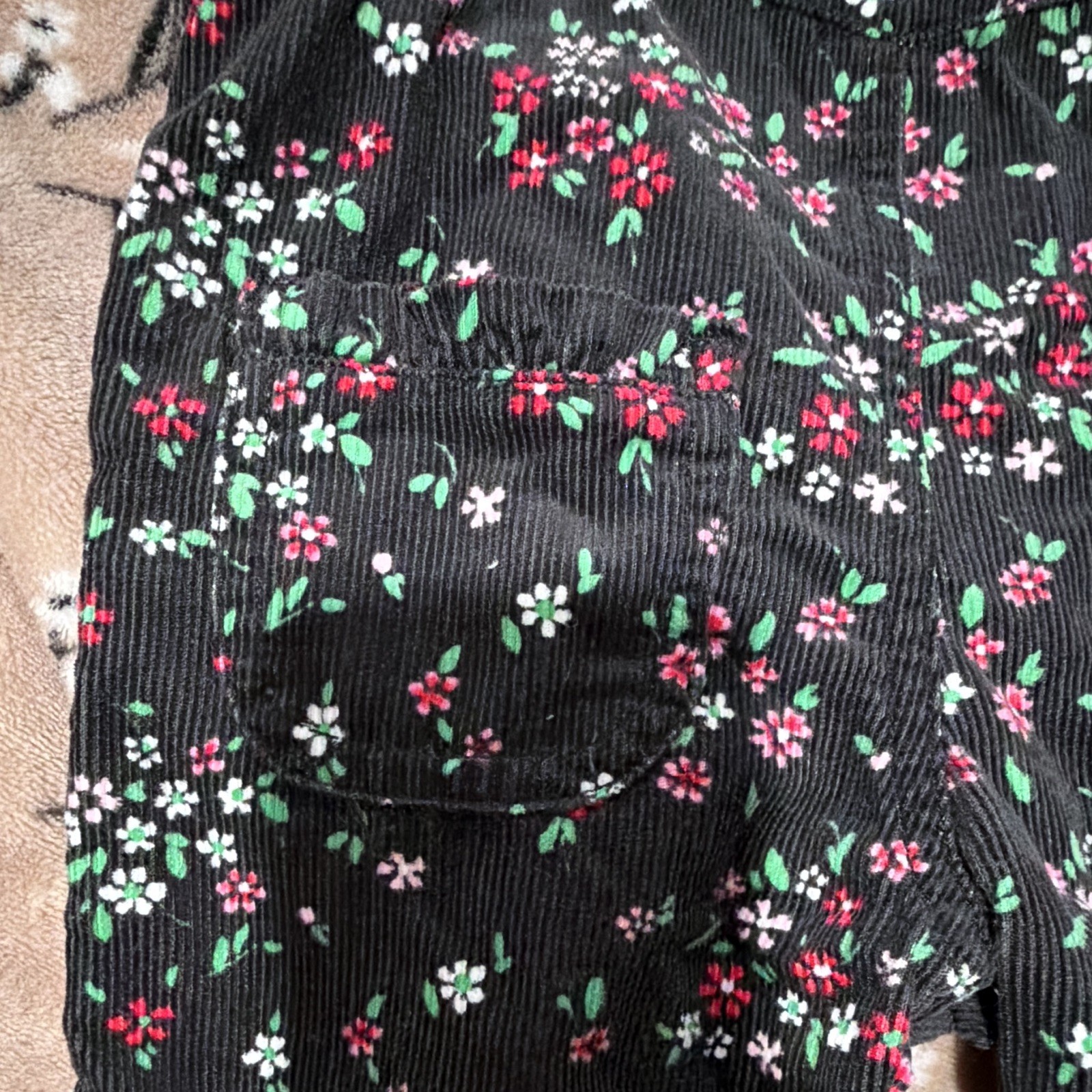 OshKosh B’gosh Corduroy Overall One-Piece Floral, 6 Months, Black/Multicolor