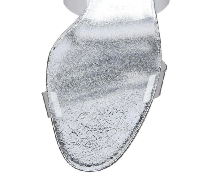 CHRISTIAN LOUBOUTIN 55mm Just Nothing Clear Slide silver heels size 39