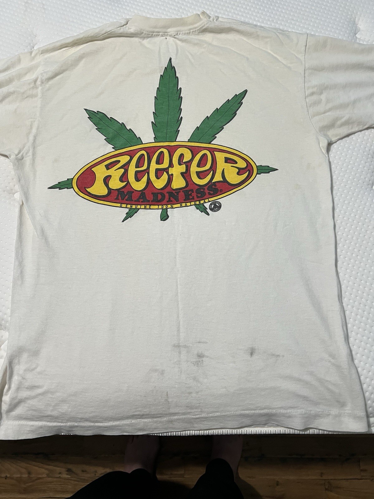 Men’s White Reefer Madness Marijuana Graphic Print T-Shirt M/L Crew Neck