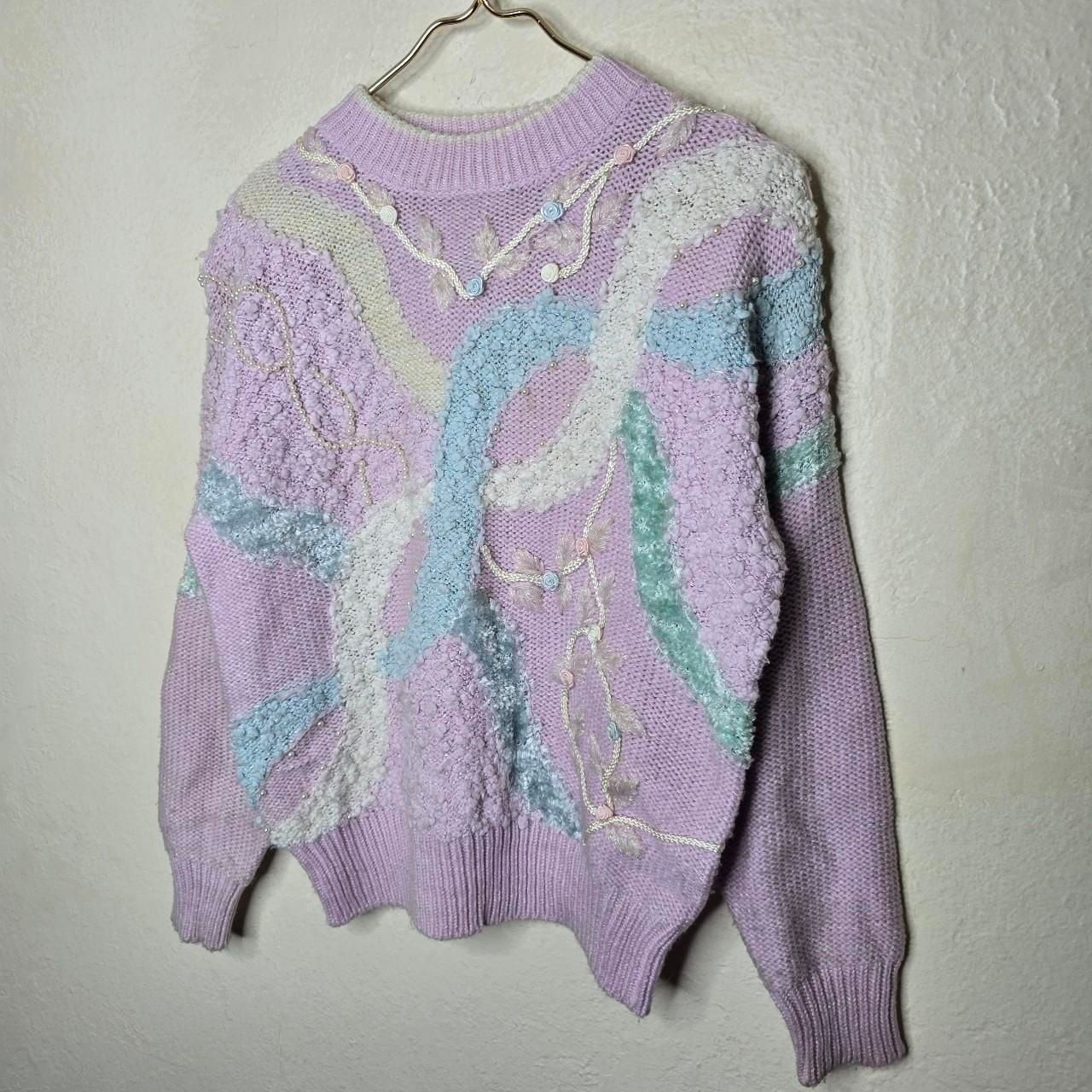 Jaclyn Smith Vintage Pastel Mixed Media Pearl Knit Sweater