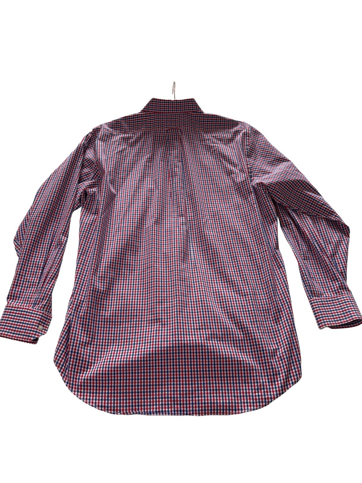 Men’s Button-Down Check Shirt – White, Blue & Red Size 16-16 1/2 34/35