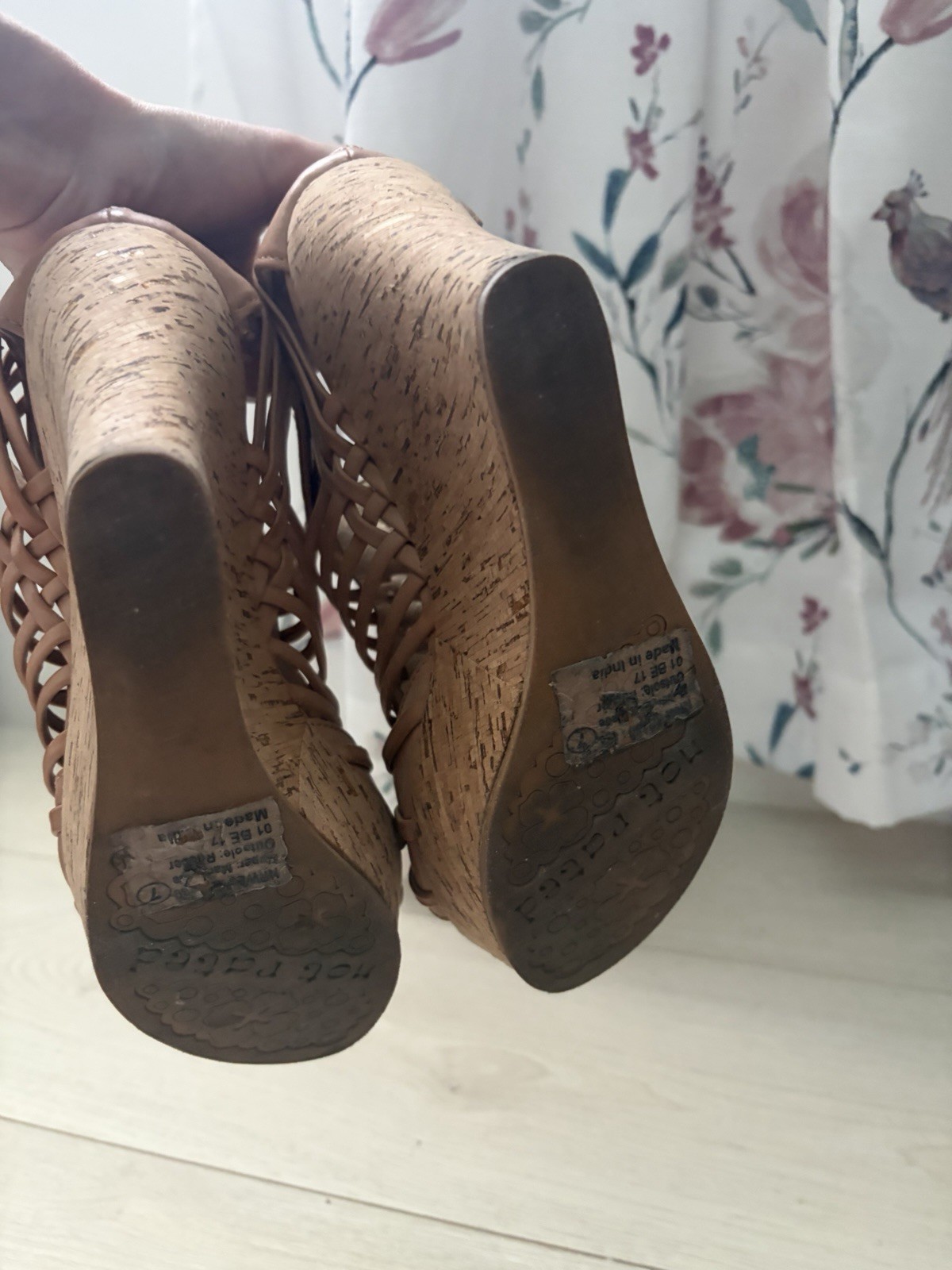 Not Rated Women’s Tan Gladiator Platform Wedge Heels Ankle Strap Open Toe 7
