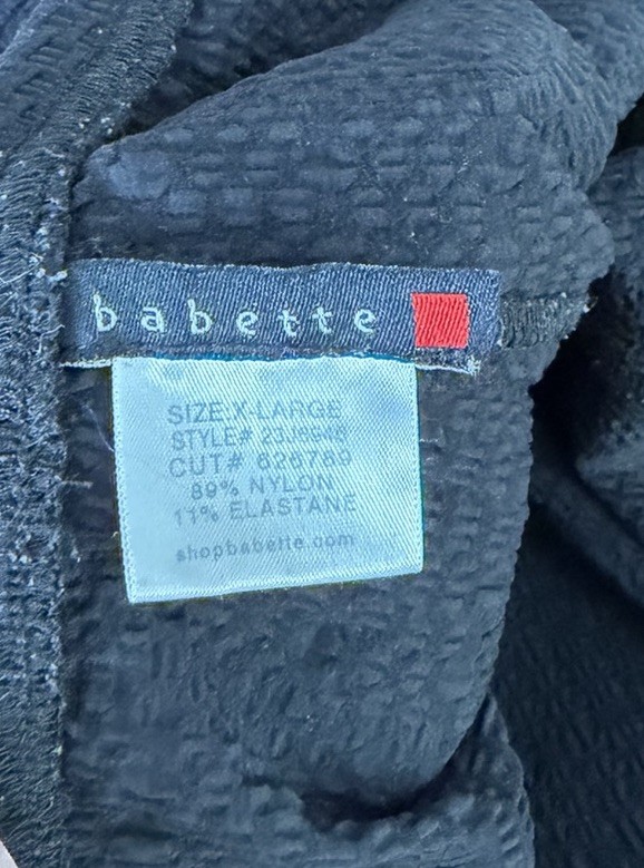 Babette Black Textured Nylon & Elastane Elastic Waist Pants Sz. XL