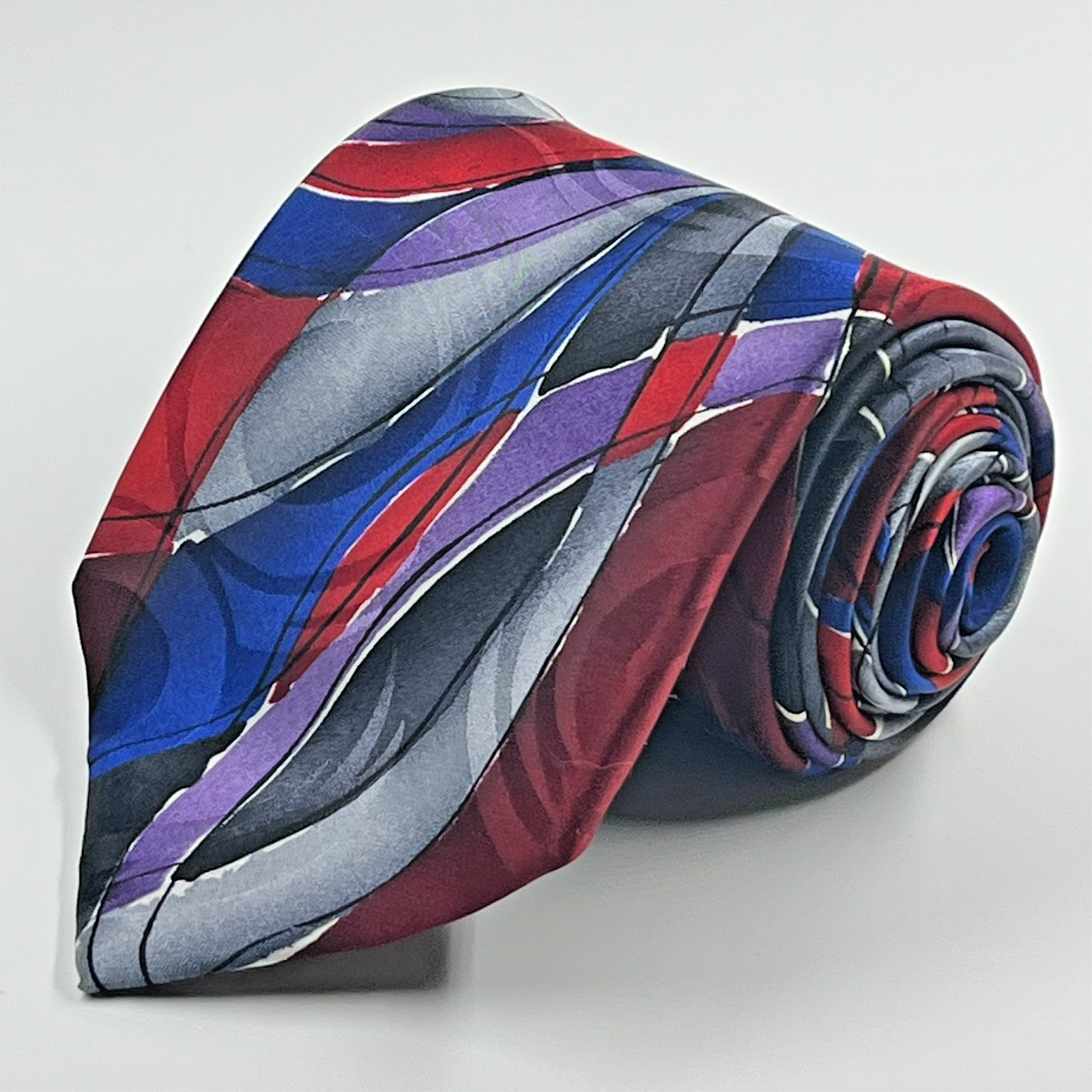 J. Garcia Collection Fifty-Four Snail Garden 100% Silk Neck Tie Red Blue Purple