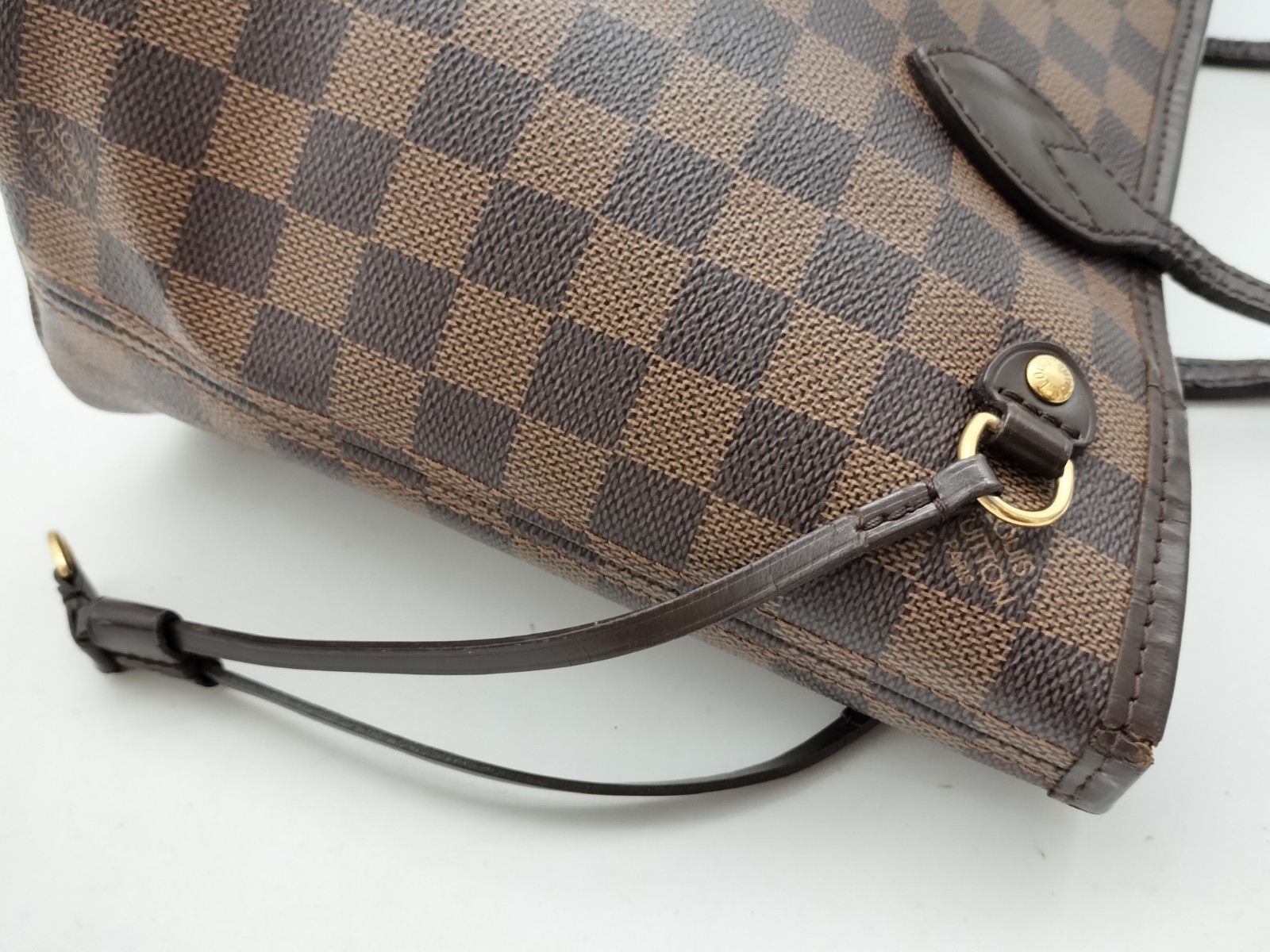 LOUIS VUITTON Neverfull PM Damier Ebene Canvas Brown Tote Bag N51109 Authentic