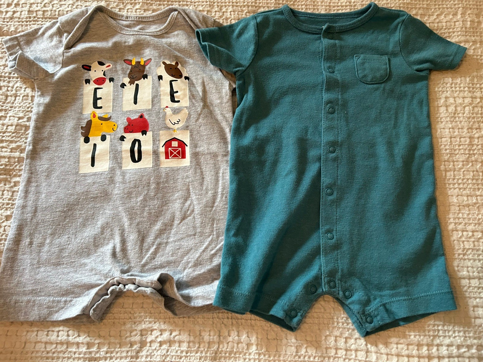 Huge 50 piece Baby boy clothing lot size 12 months EUC sleepers outfits