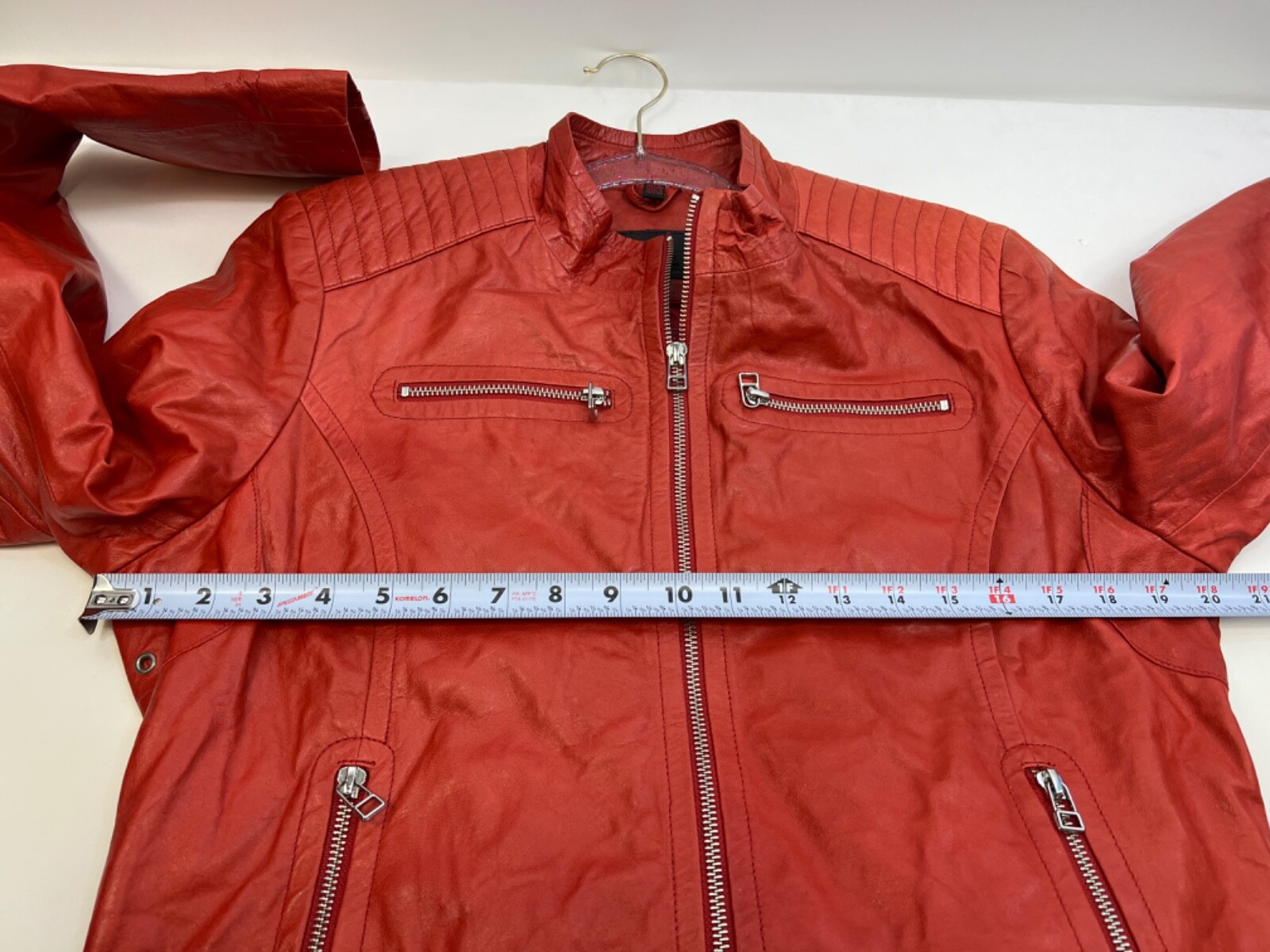Rudsak Ateliernoir Division Orange Leather Jacket Silver Zippers Womens Size G/L