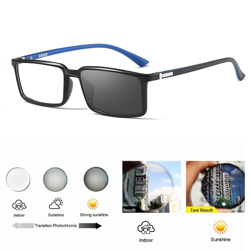 Men TR90 Square Photochromic Reading Glasses UV400 Premium Sunglasses Readers