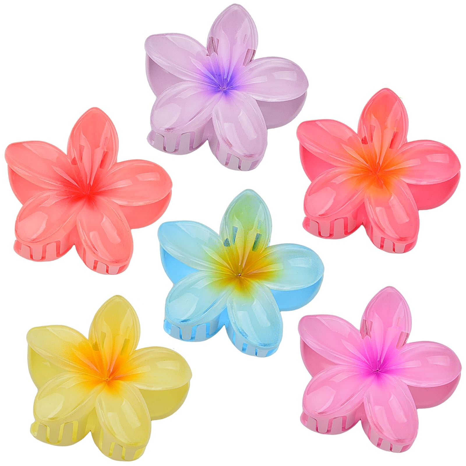 Flower Hair Claw Clips for Women, 6 PCS 1 Count (Pack of 6), Multicolor