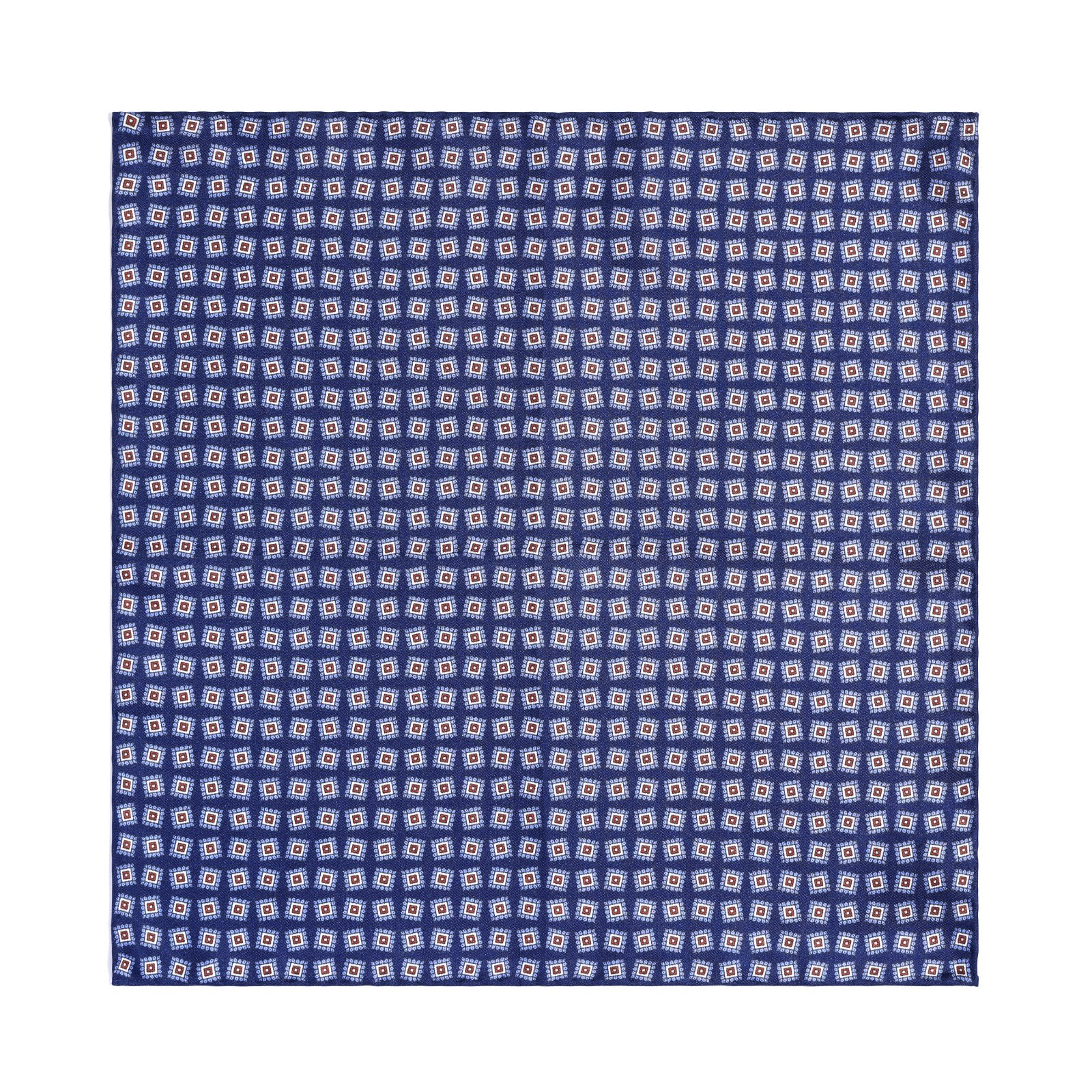 Men’s Pure Silk Twill Handkerchief Blue Floral Squares Pocket Square 30cm 11.8in