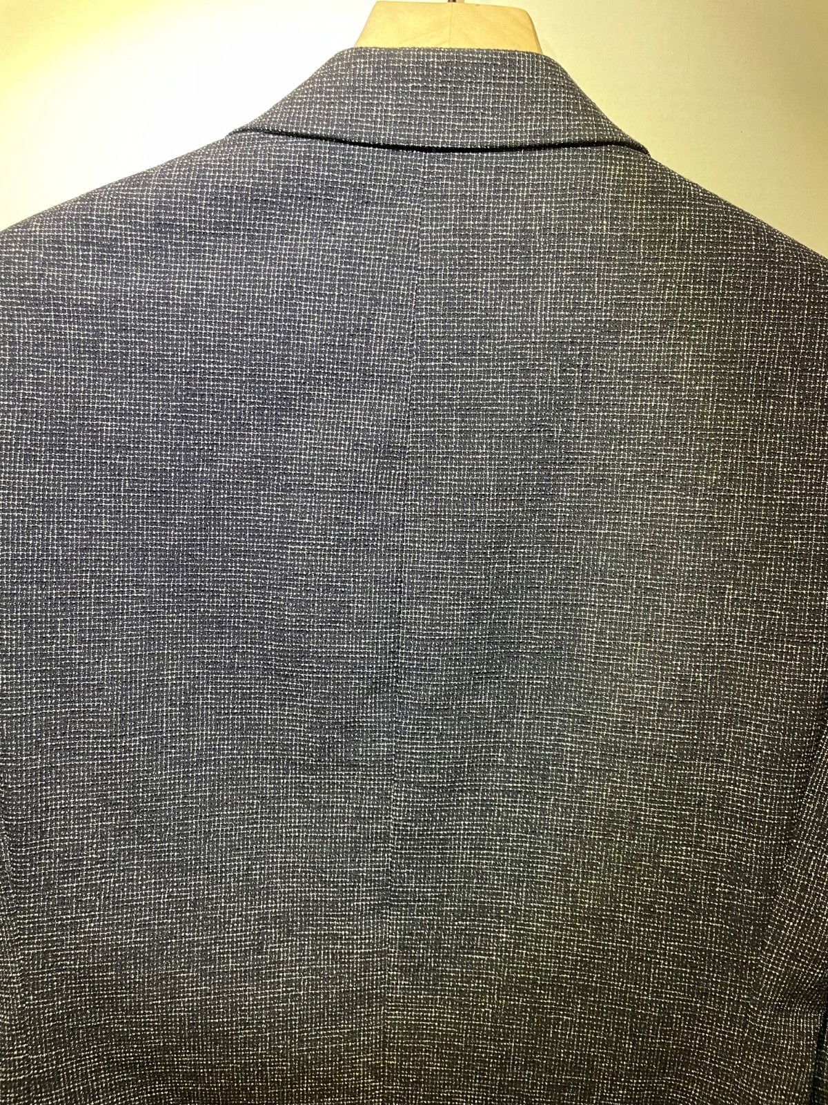 Moss London 40 Men Gray Chevron Slim Fit Tweed Wool-Blend Single-Breasted Blazer