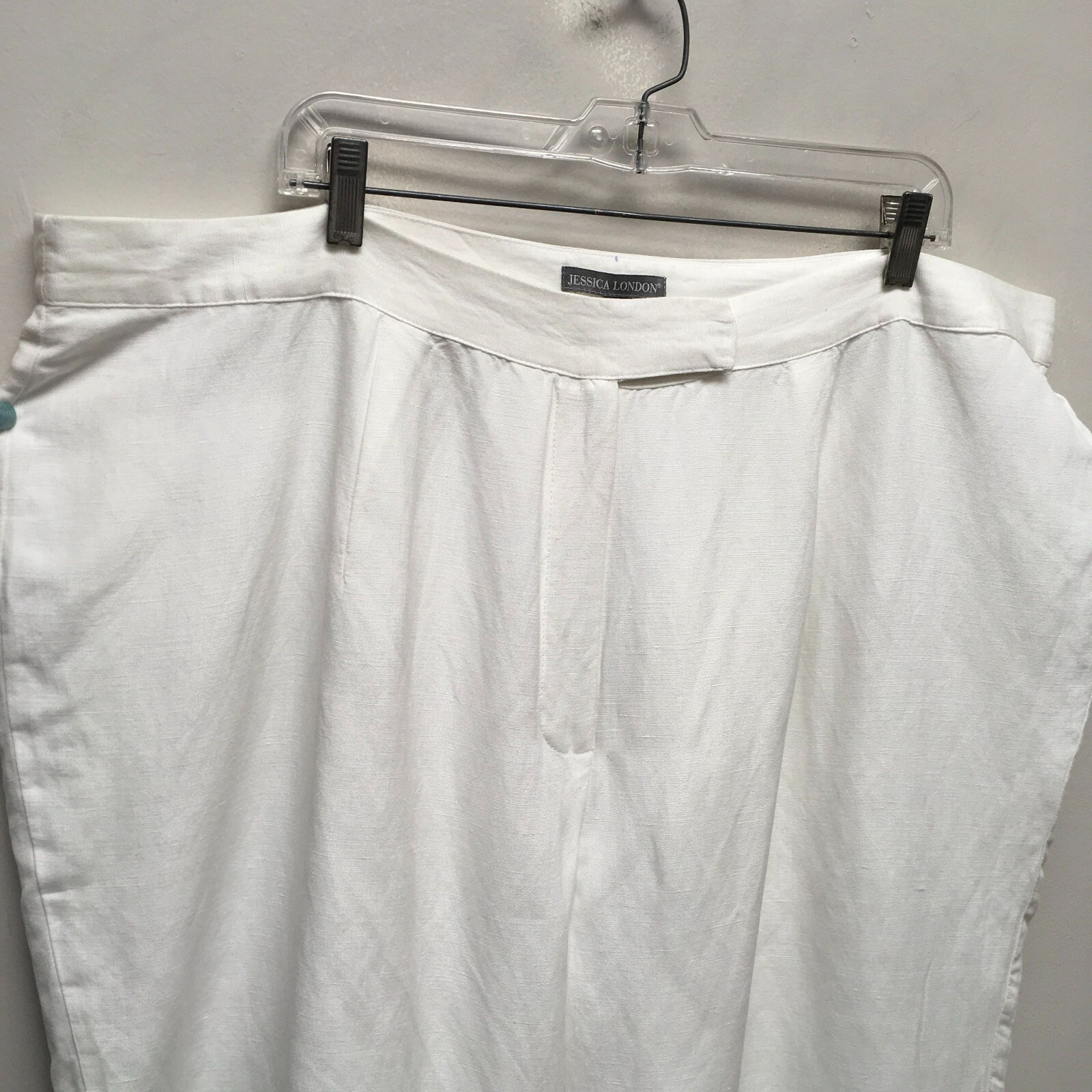 Jessica London Womens White Soft Ease Linen Rayon Comfort Waist Capri Pants 24W