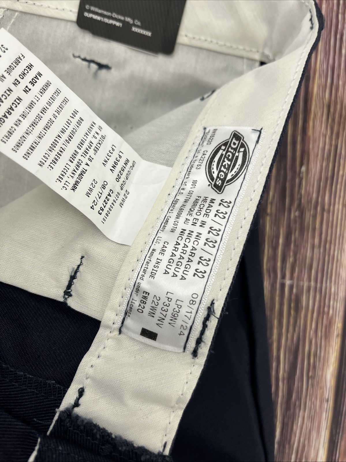 NWT Dickies Cargo Navy Blue Pants Straight Leg Mens 32×32 (Actual 32×32)