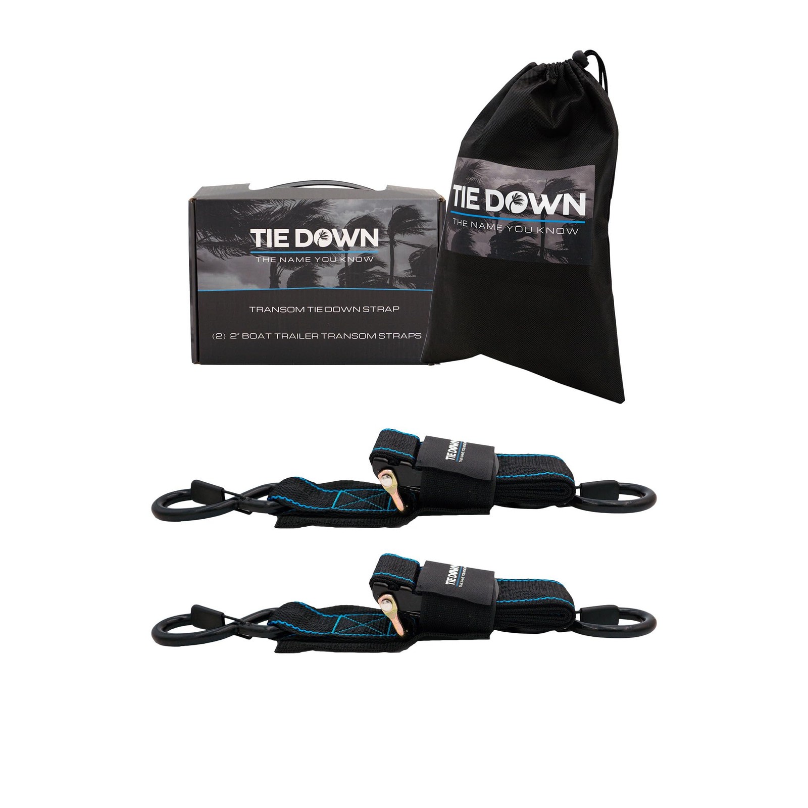 Tie Down Transom Straps Heavy Duty 1206lbs 2″x48″ Boat Trailer Straps 2-Pack