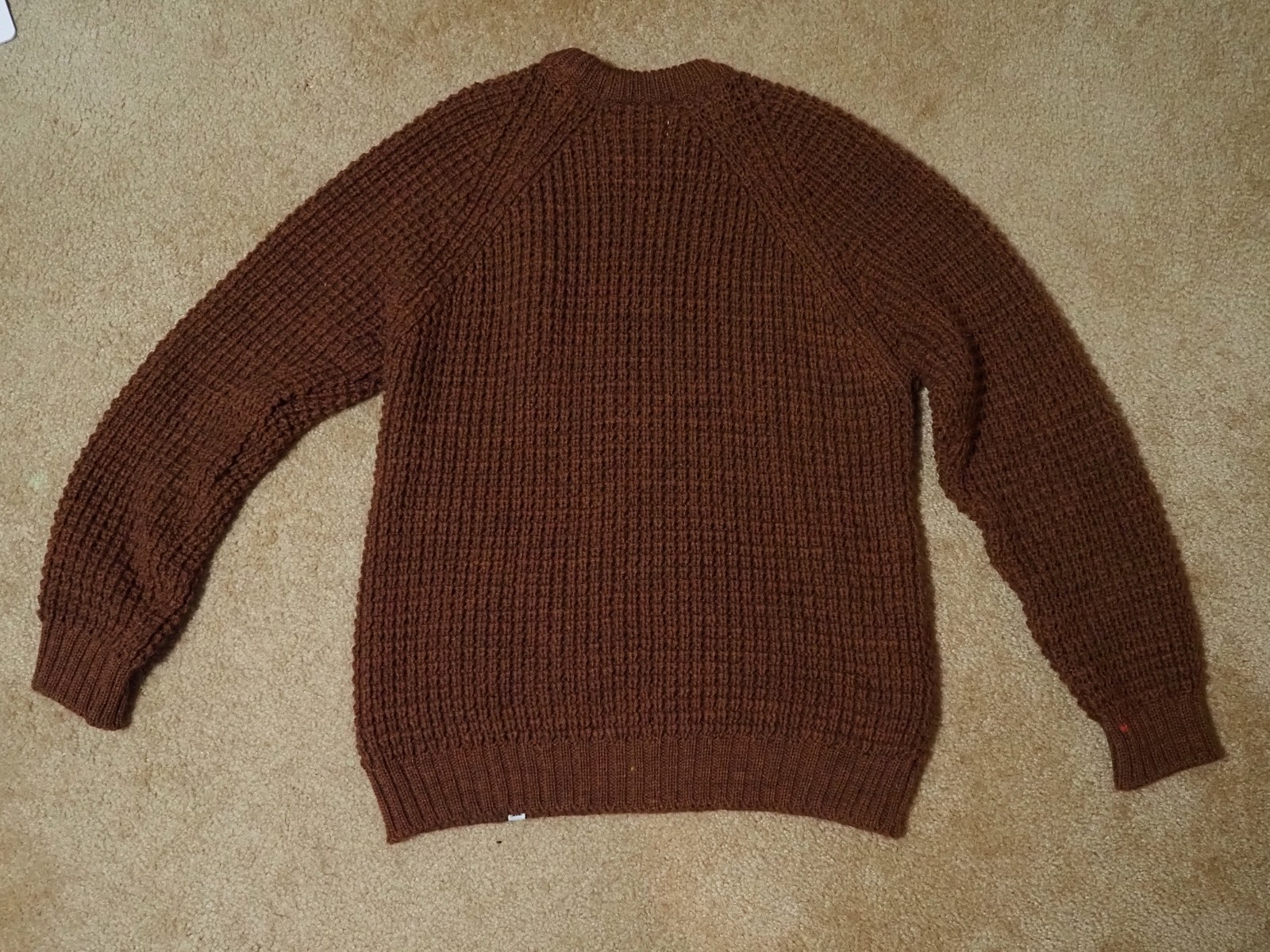 Peregrine Waffle Crew Neck Jumper Cinnamon Sweater Wool Mens Small NWOT
