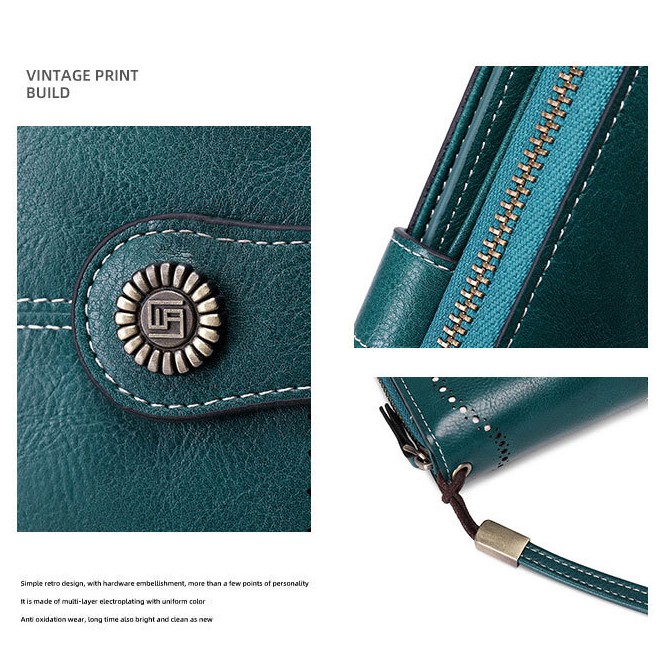 RFID Blocking Women’s Long Zipper Wallet, Large Capacity Clutch Purse For Daily