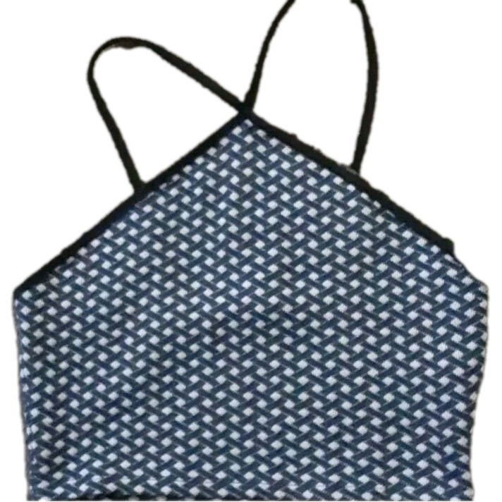 Zara Crop Top Womans Size M Navy Blue White NWT