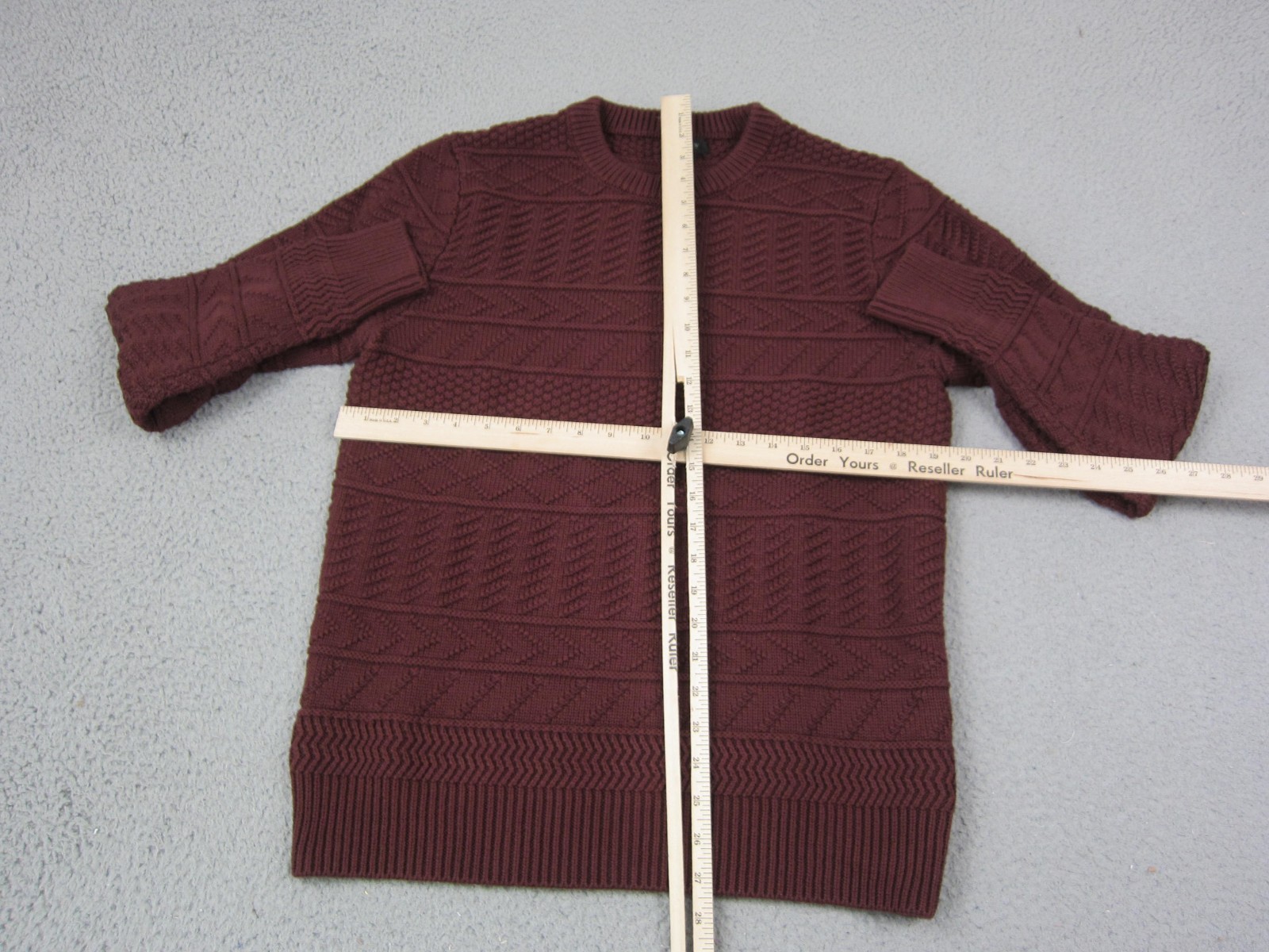 J.Crew Sweater Adult Medium Red Combination Guernsey Stitch Knit Cotton Mens