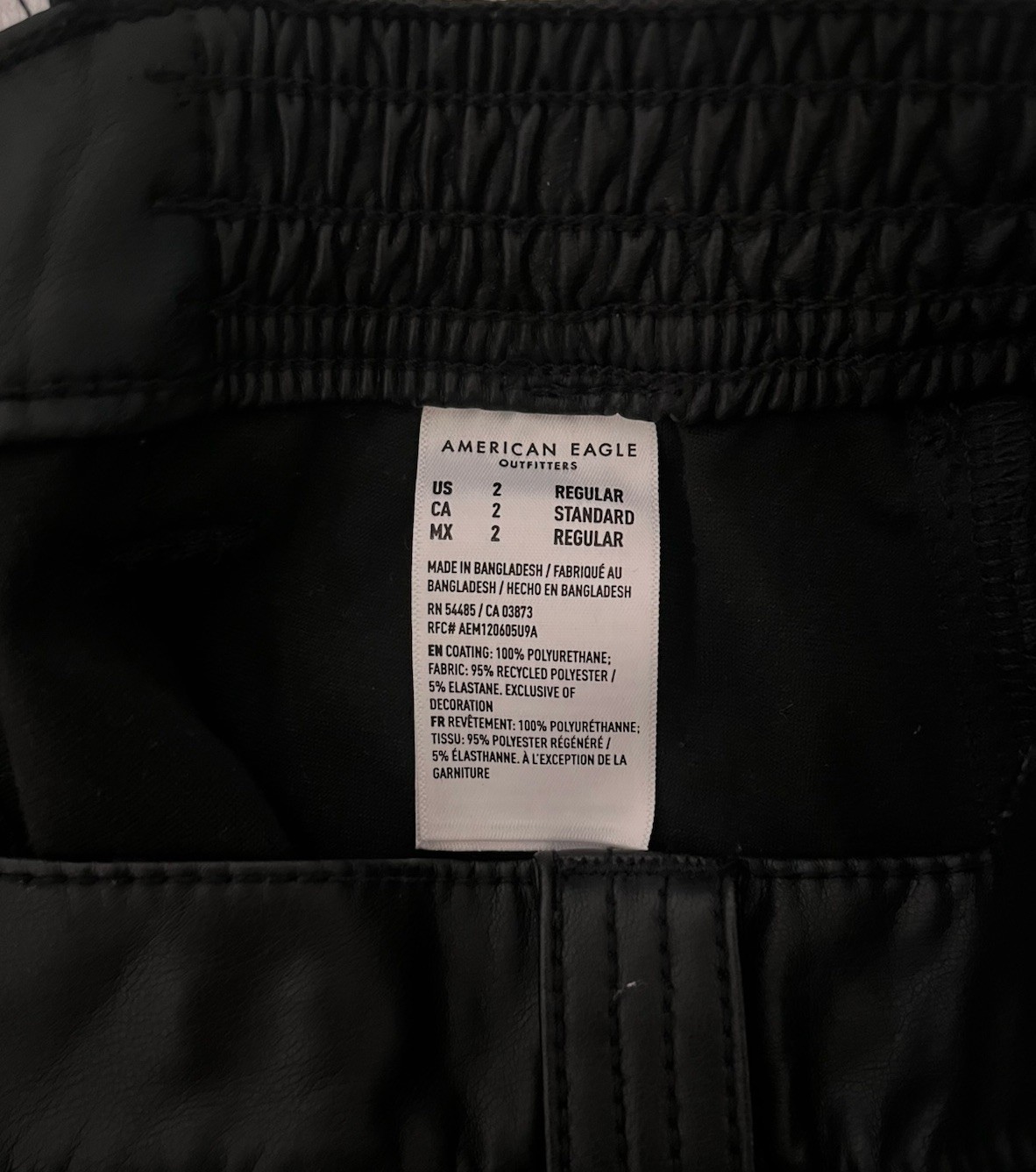 American Eagle Outfitters Black Faux Leather High Rise Cargo Pants Tapered