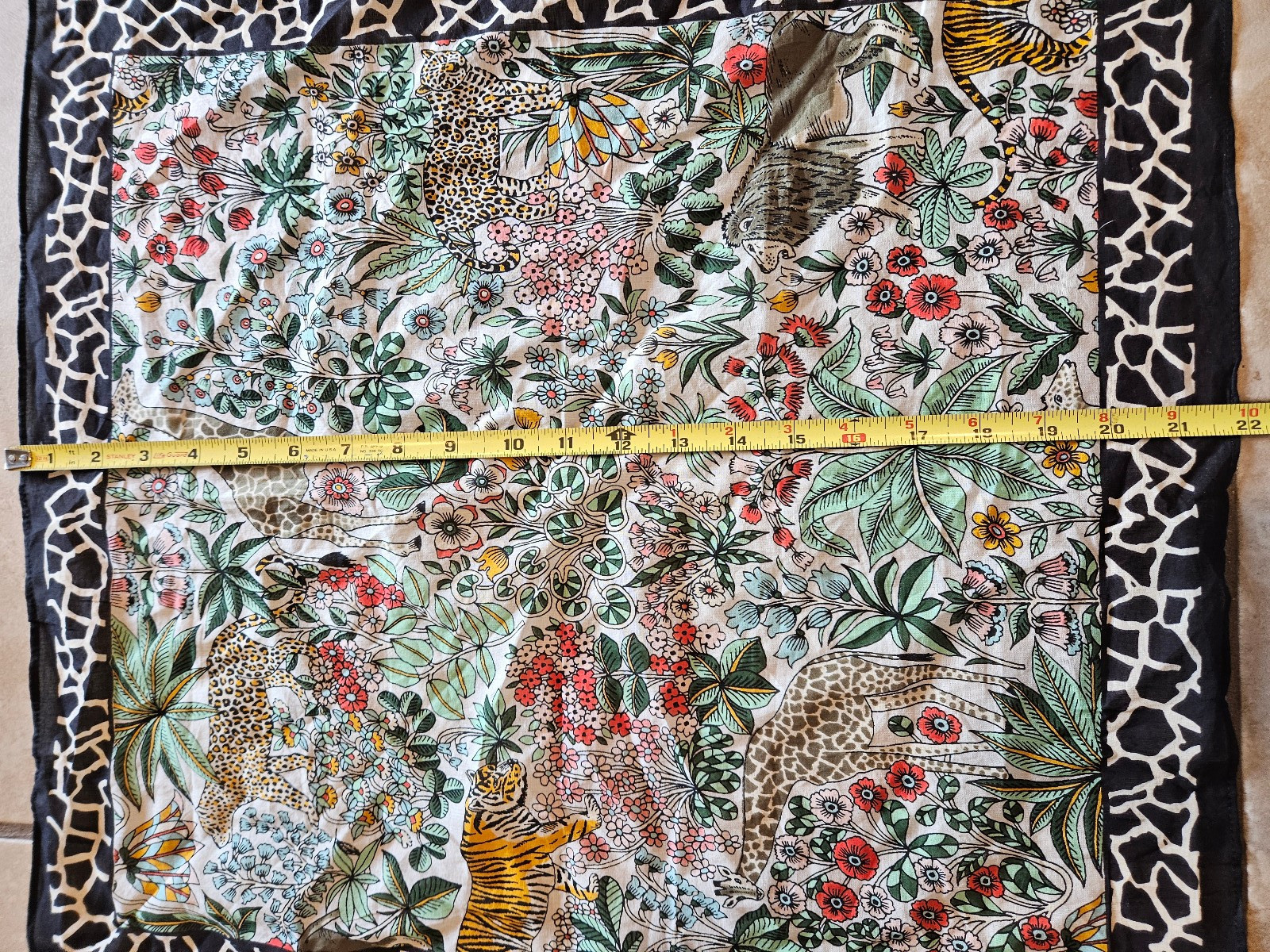 TALBOTS New with Tag Animal Print 100% Cotton Scarf 21”X 22″