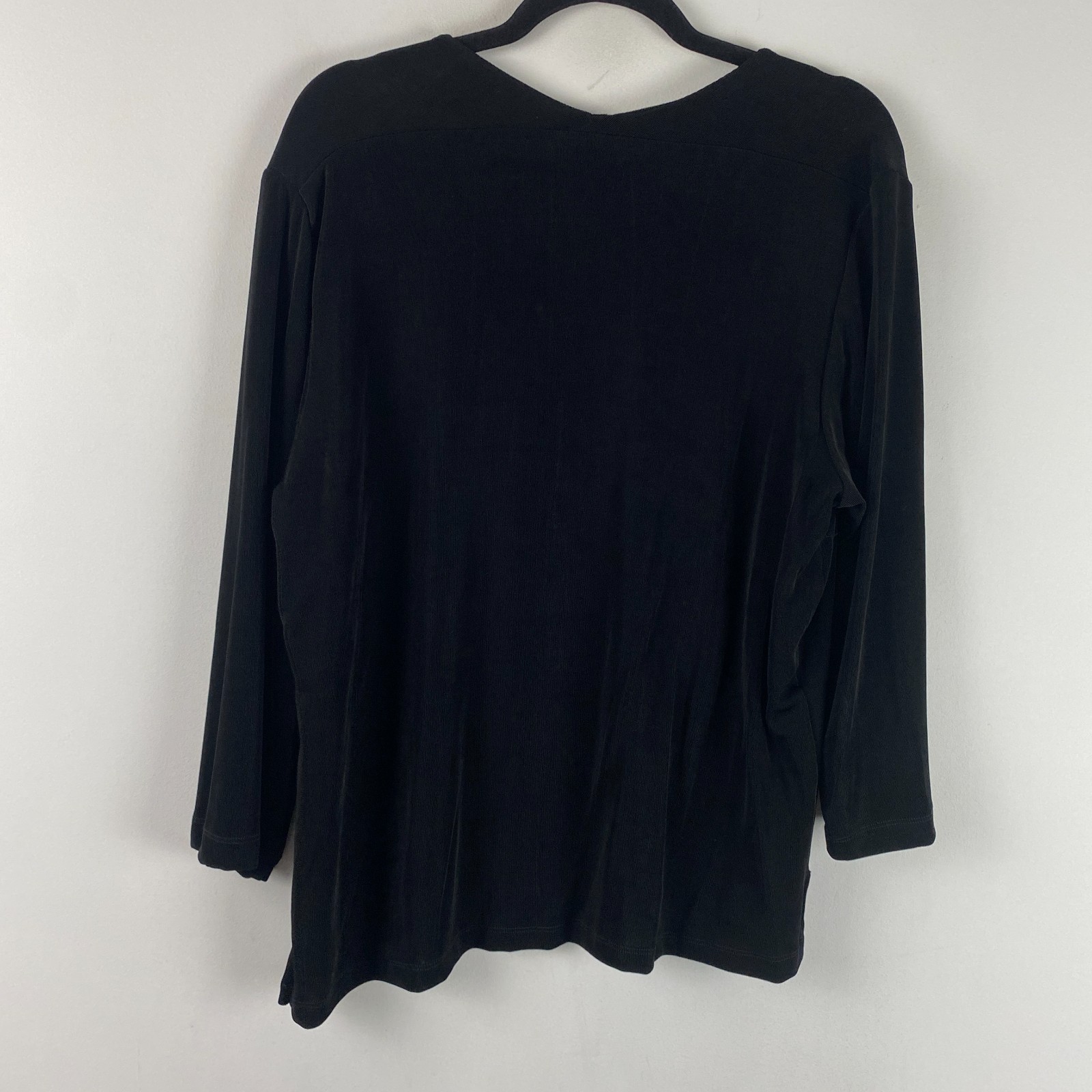 Coldwater Creek Travel Slinky Knit 3/4 Sleeve Top Size XXL Black Stretch