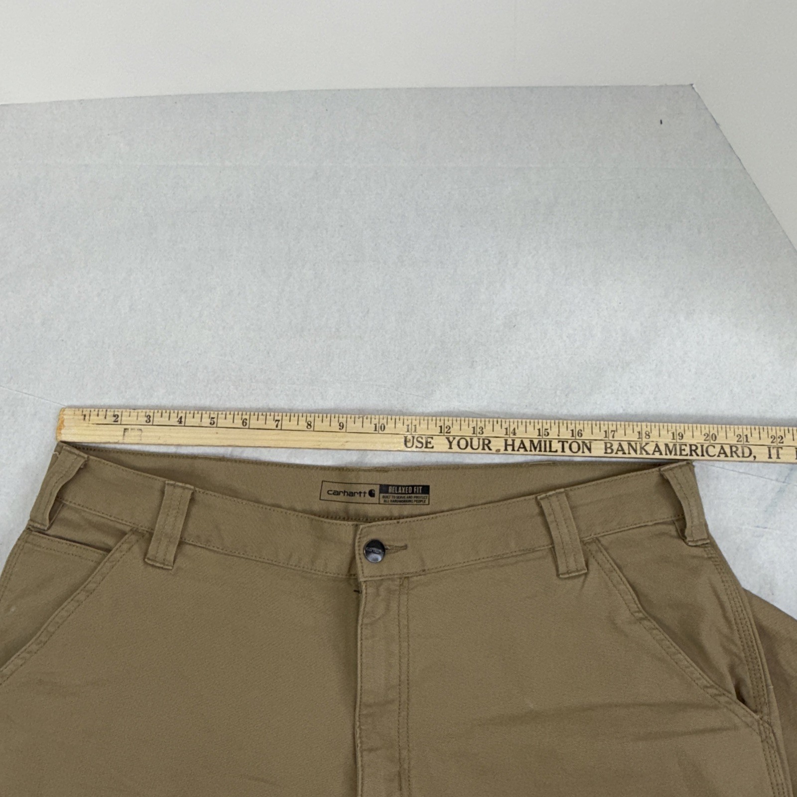 Carhartt Rugged Flex Relaxed Fit Canvas Tan Work Pant 38×32 (38×31 fit) BN2291-M