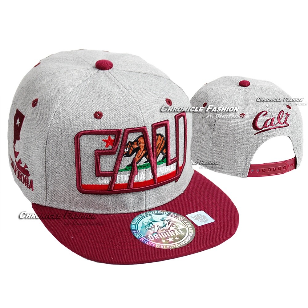 Baseball Cap California Republic Cali Bear Snapback Adjustable Hat Flat Bill Men
