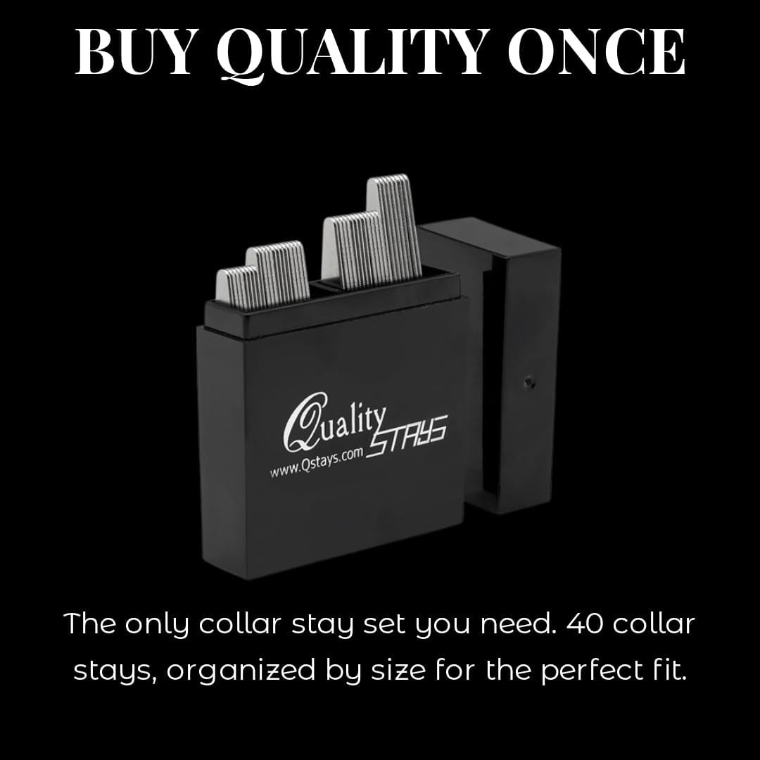 Metal Collar Stays for Men – 40-Piece Set in 4 Sizes for Dress Shirts by