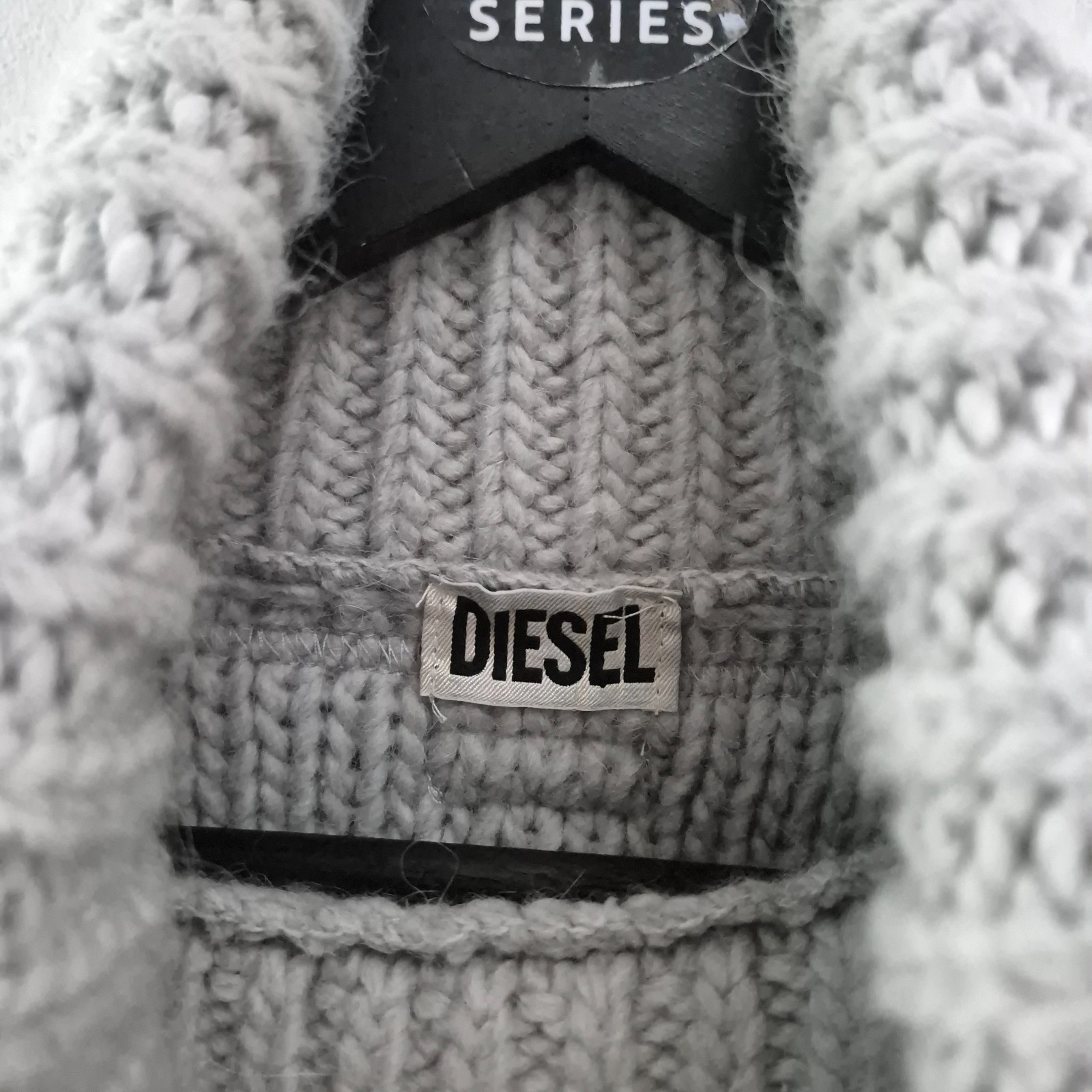 Diesel wms Chunky Cable Knit Jumper M Wool Blend soft Grey