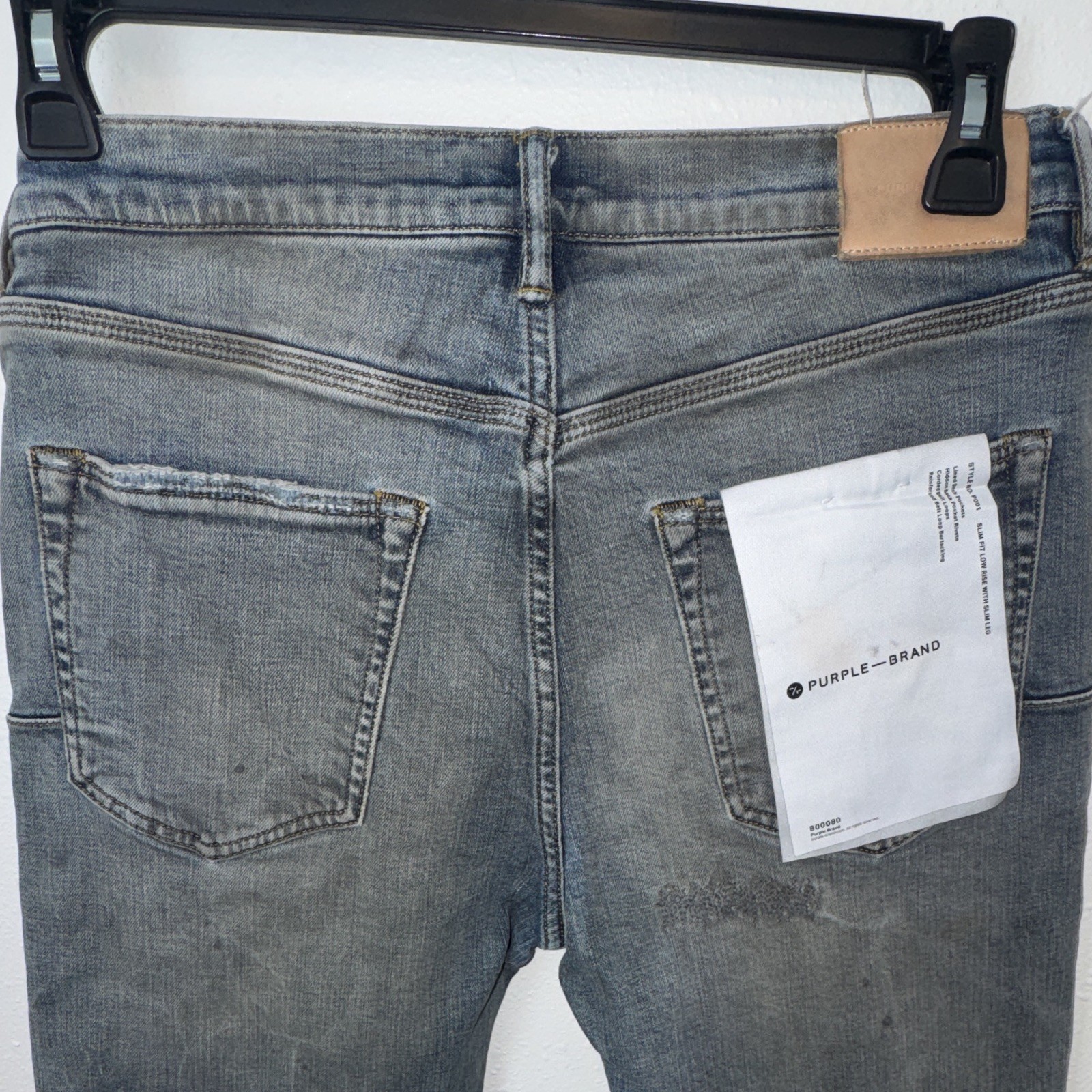 PURPLE Brand Men’s Gray Light Wash Skinny Slim Denim Jeans Low Rise 5-Pocket
