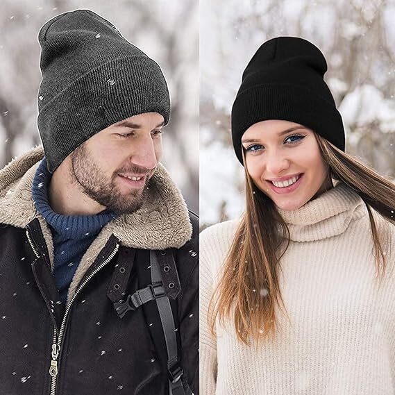 Solid Cuff Beanie Hat Plain Knit Winter Cap Slouchy Skully Ski Warm Men Women CF