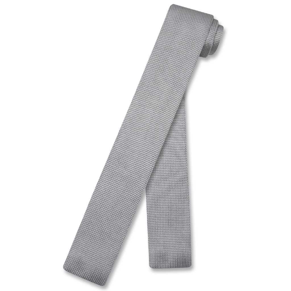 Biagio KNITTED Neck Tie Solid SILVER GREY Color Mens Knit NeckTie