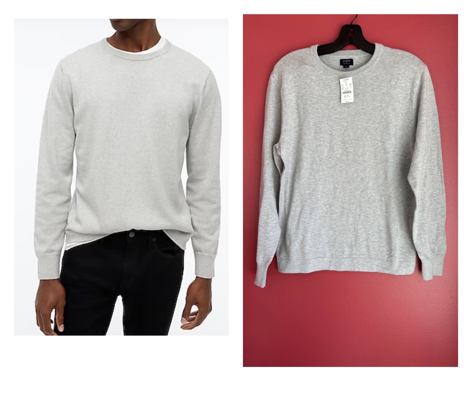 NWT J.Crew Factory Cotton Crewneck Sweater-Tee Size S Style AZ229 Gray $69.50
