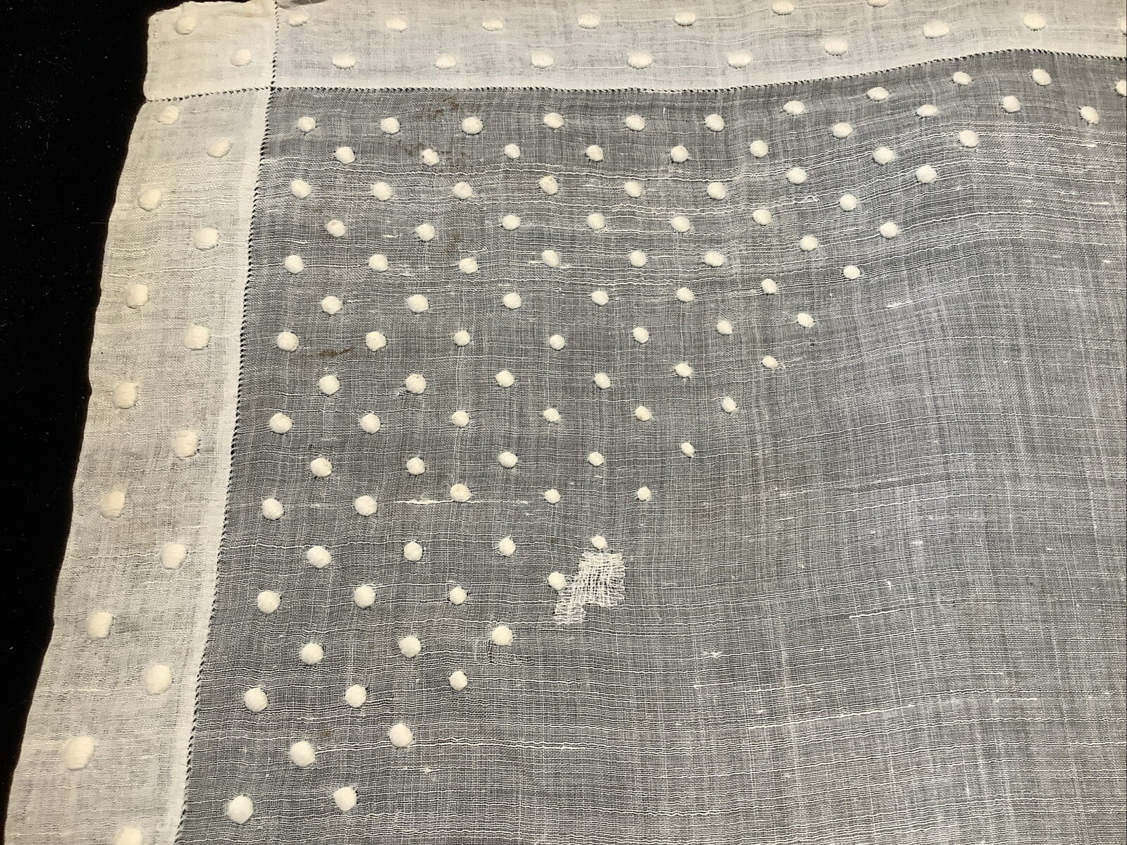 913🌟Vtg Antique c1890s Whitework Monogram “EUNICE Walker” Handmad Wedding Hanky