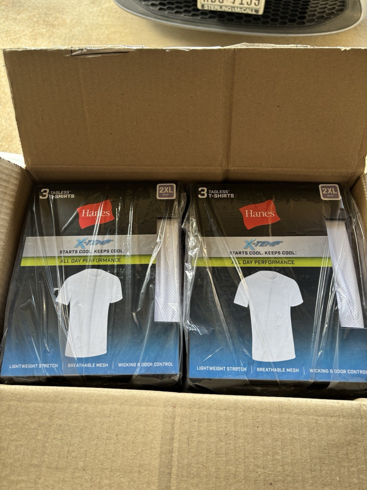 Hanes Men’s Moves Mesh 3-Pack T-Shirt, X-Temp Moisture-Wicking Tee, White