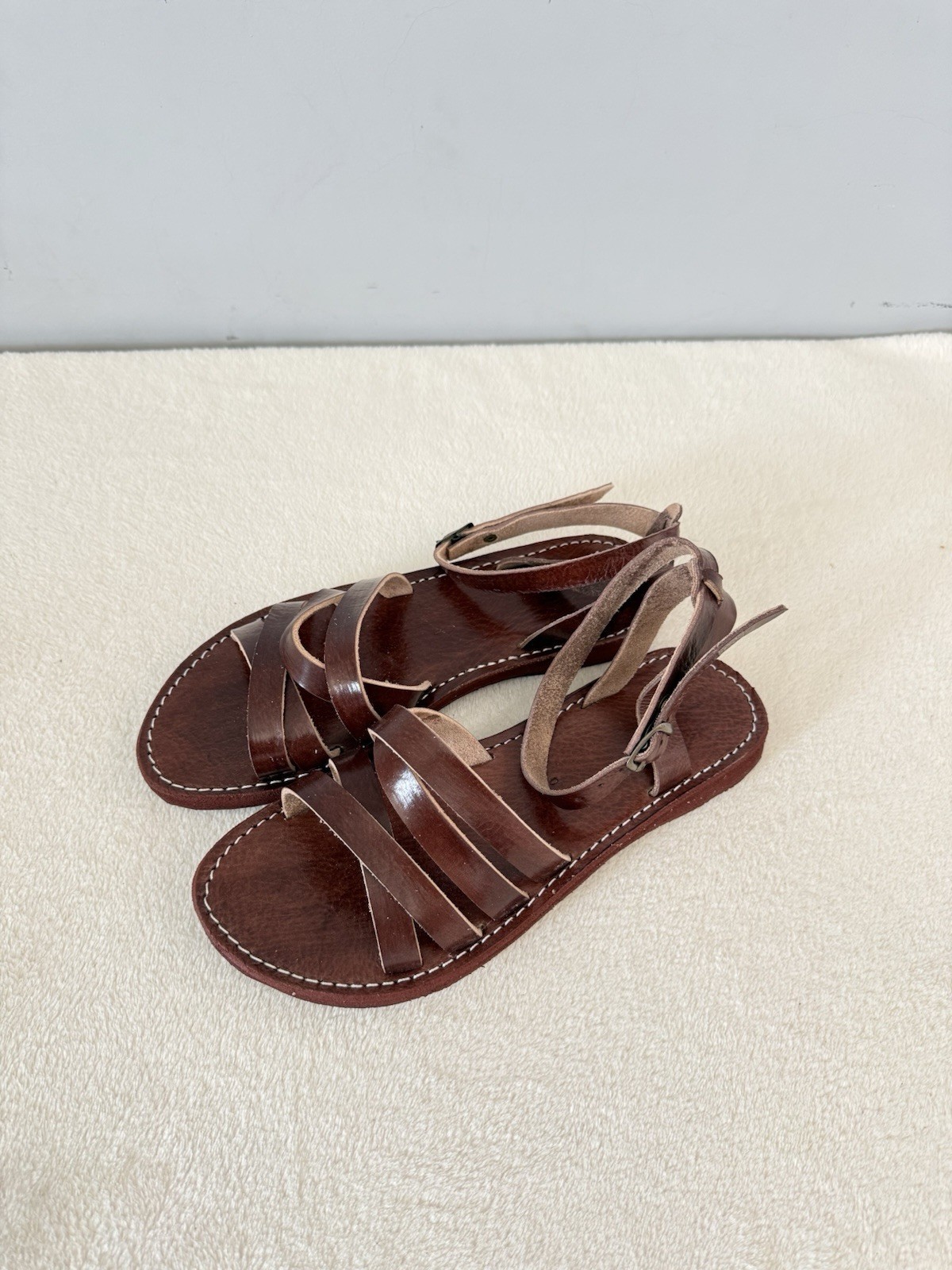 Handcrafted Genuine Leather Women’s Sandals – Four-Strap Brown | 100% Handmade