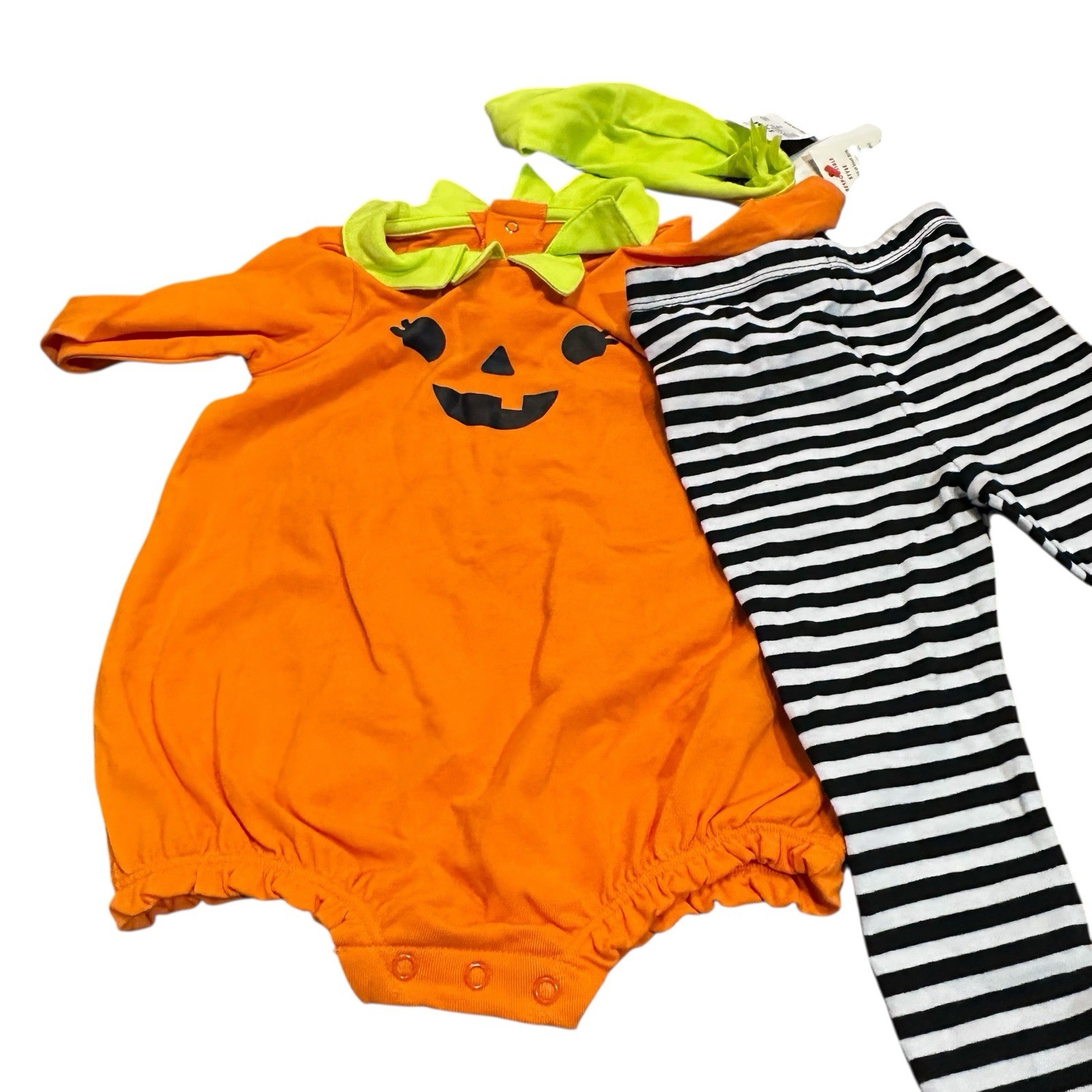 Cat & Jack 12 Month Halloween Pumpkin Outfit 3 Pc Set Pant Bodysuit Hairbow