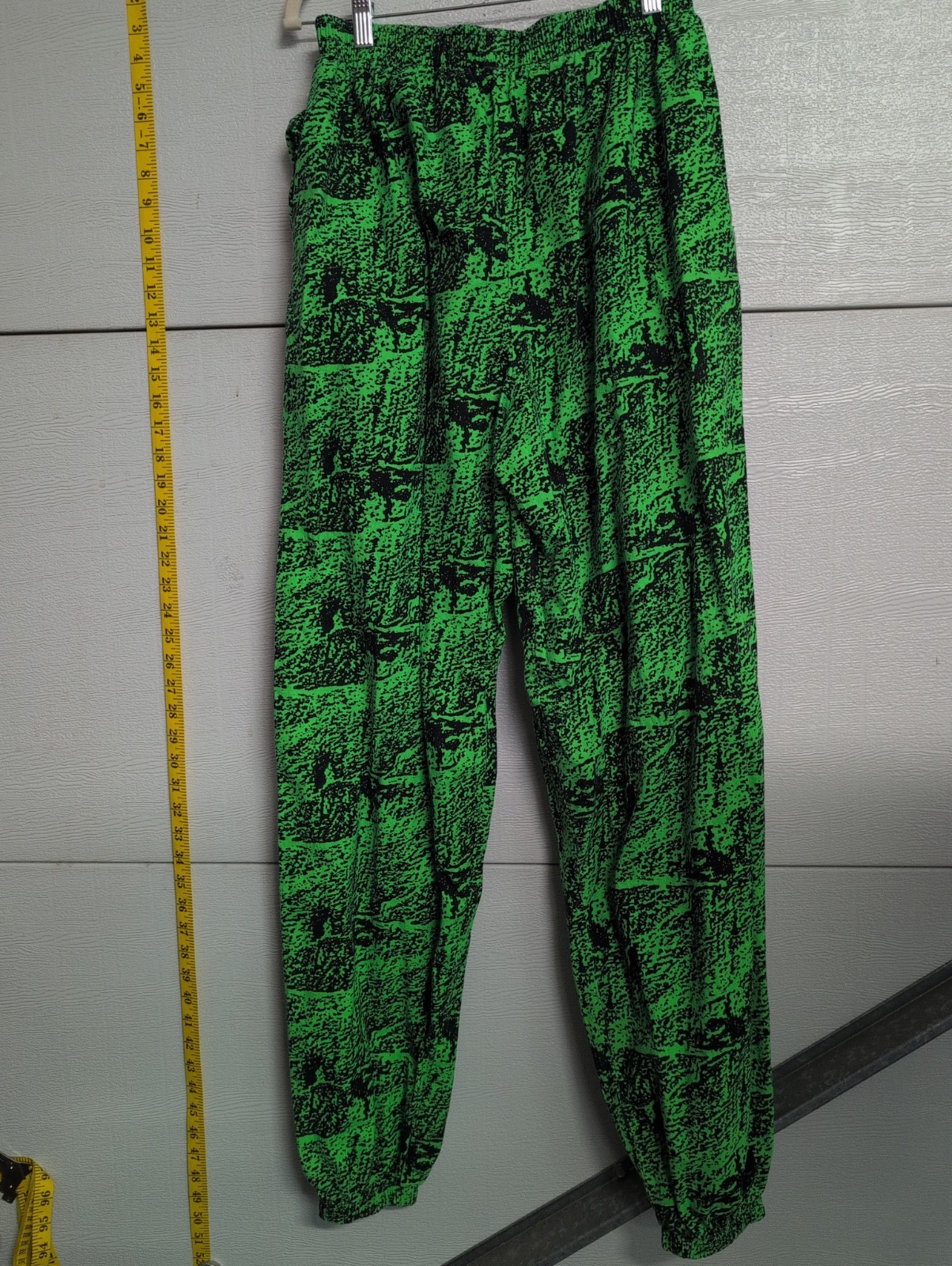 Vintage Rad Raggs Neon Green Abstract Print Hammer Pants Size L USA Made 80s 90s