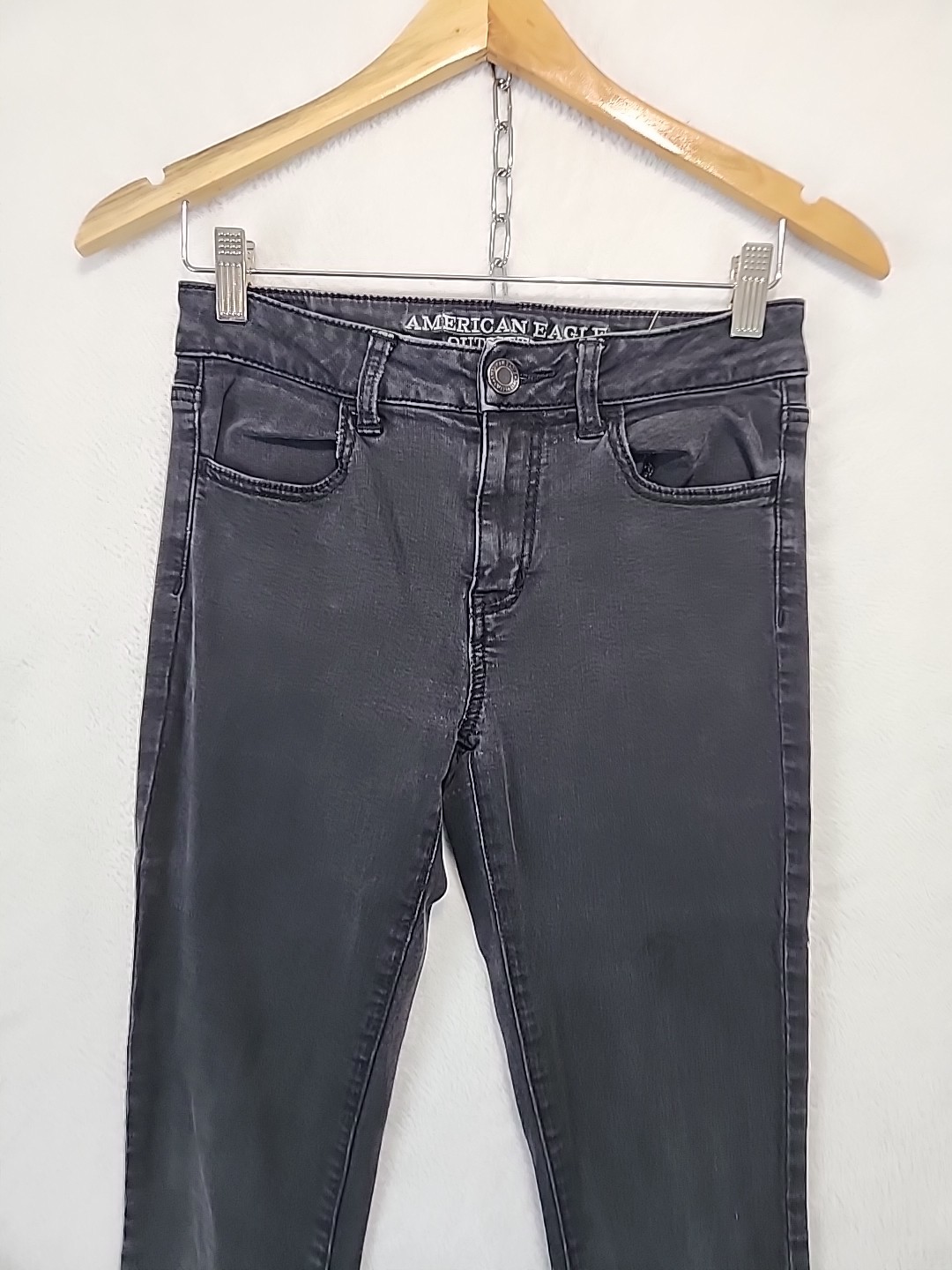 American Eagle Jeans Womens Size 4 Black Super Stretch Hi-Rise Jegging Denim Mom