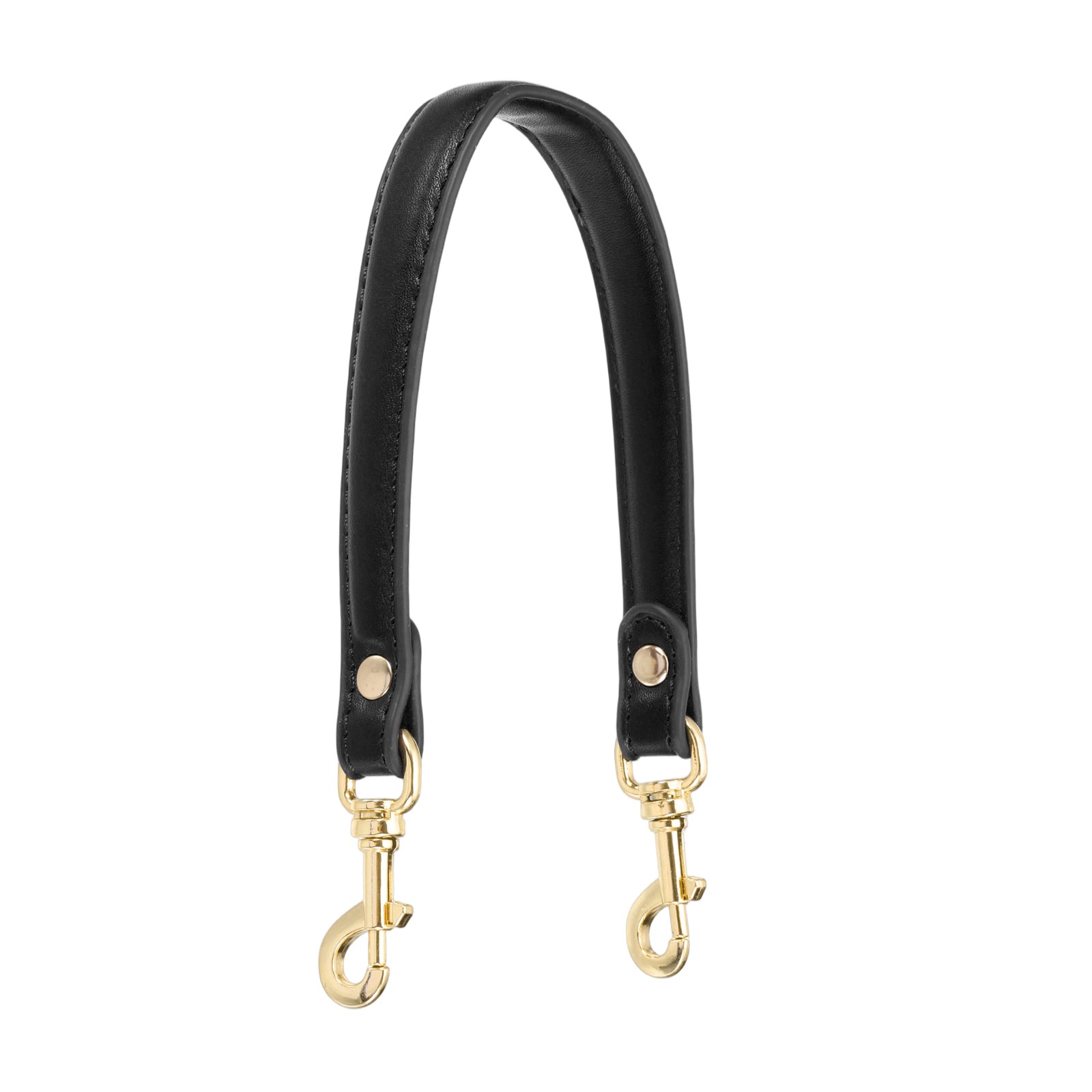 15 Inch Leather Purse Strap 1 Inch Short Handle Bag Strap Black/Light Gold