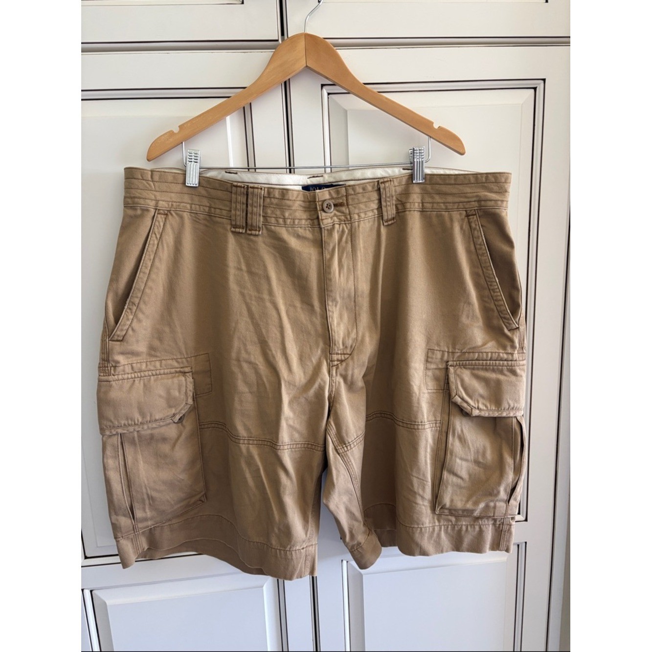 Polo Ralph Lauren Khaki Tan Cargo Shorts Preppy Casual Travel Beach Mens Size 42