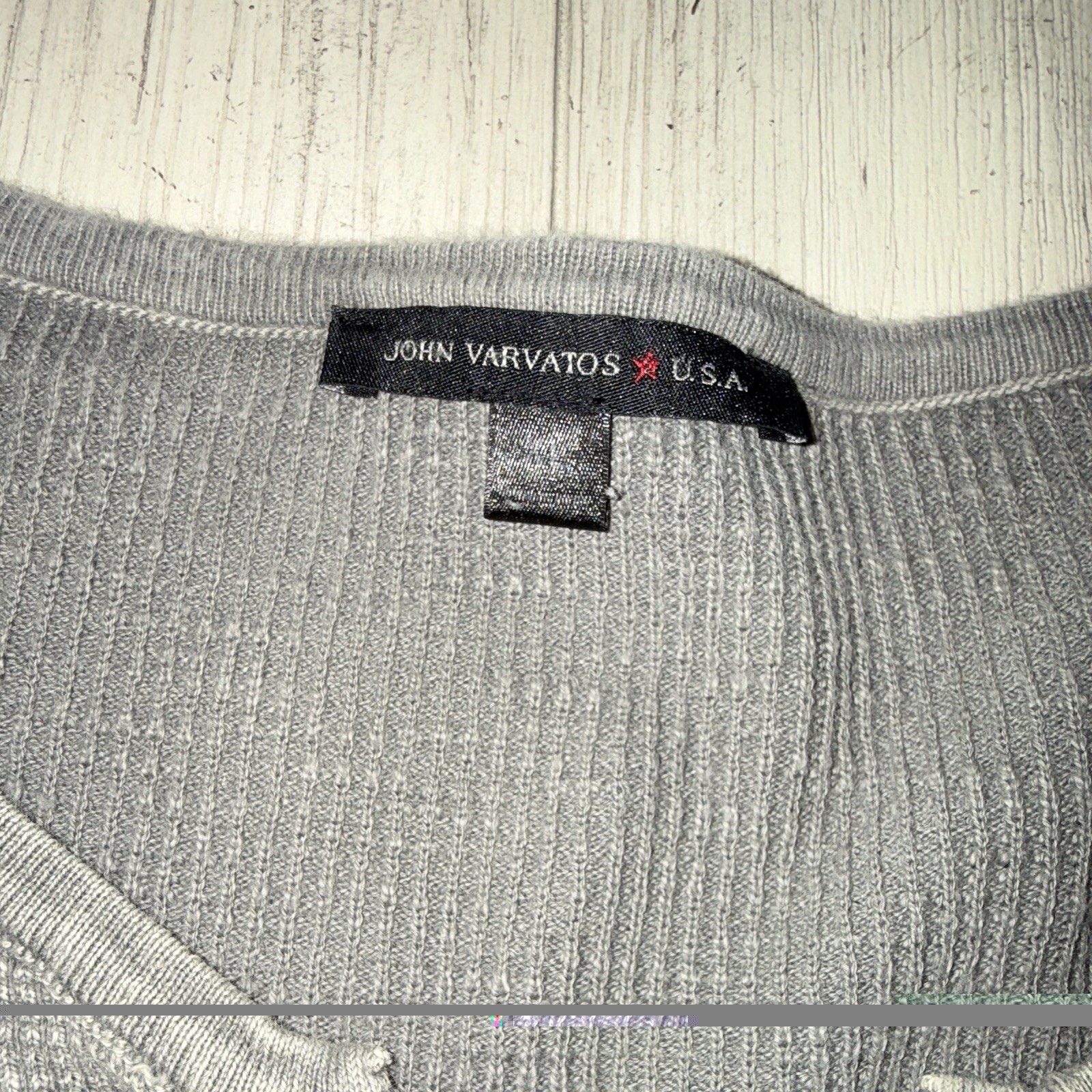 John Varvatos Men’s Gray Knit Henley Button Long Sleeve Sweater XL