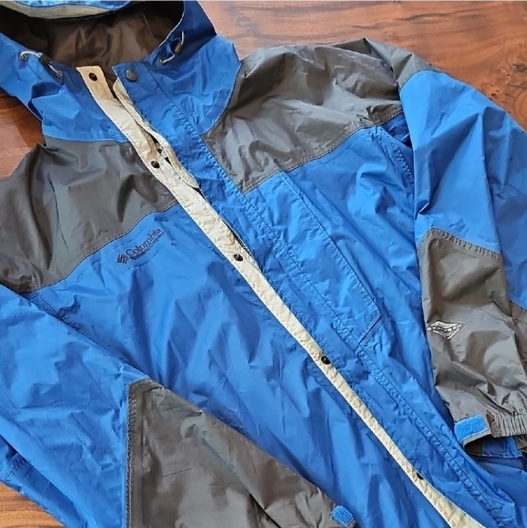 Columbia Omni-Tech Men’s Tall LT Hooded Waterproof Breathable Jacket Blue/Gray