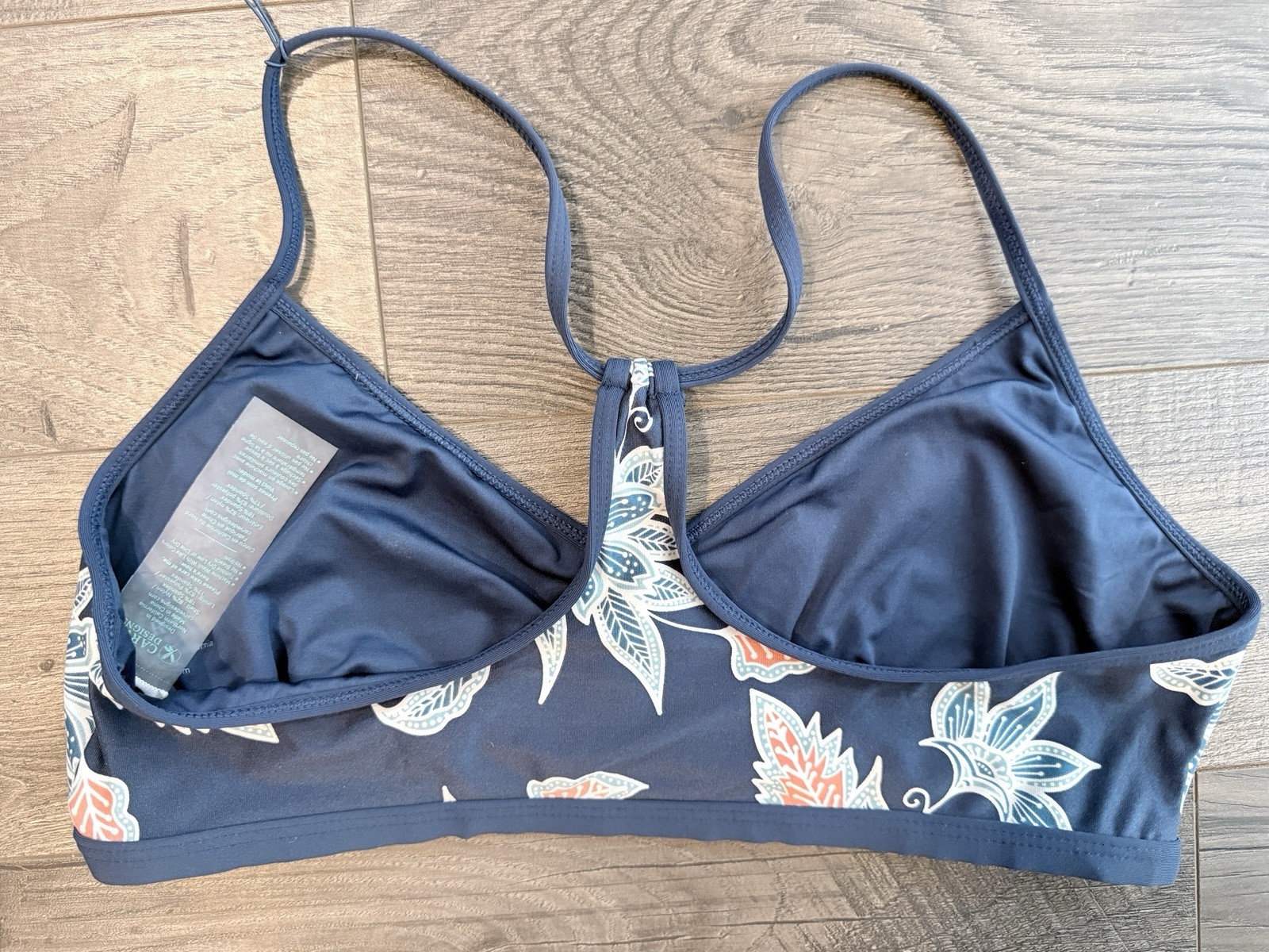 Carve Designs Catalina Bikini Top L Batik Floral NWT UPF 50 Surf Swim Resortwear