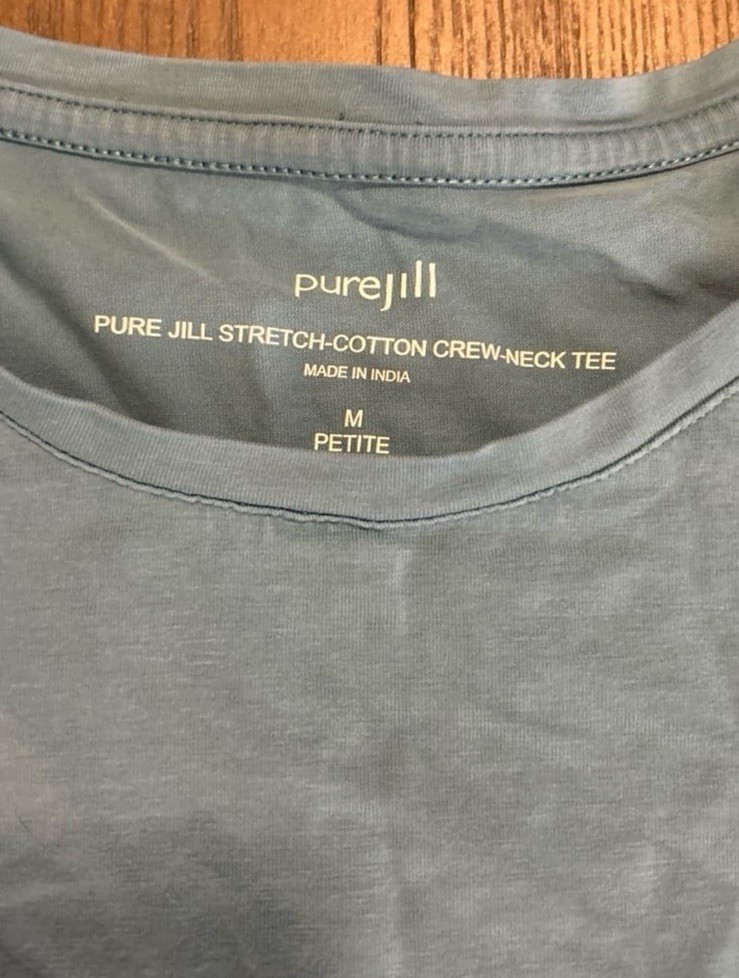 purejill Pima Cotton Stretch Crew Neck Long Sleeve T-Shirt Women’s M Petite