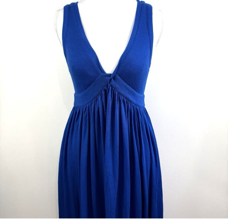 Diane Von Furstenburg Maxi Dress Small Modal Silk Color Block Sleeveless Ribbed